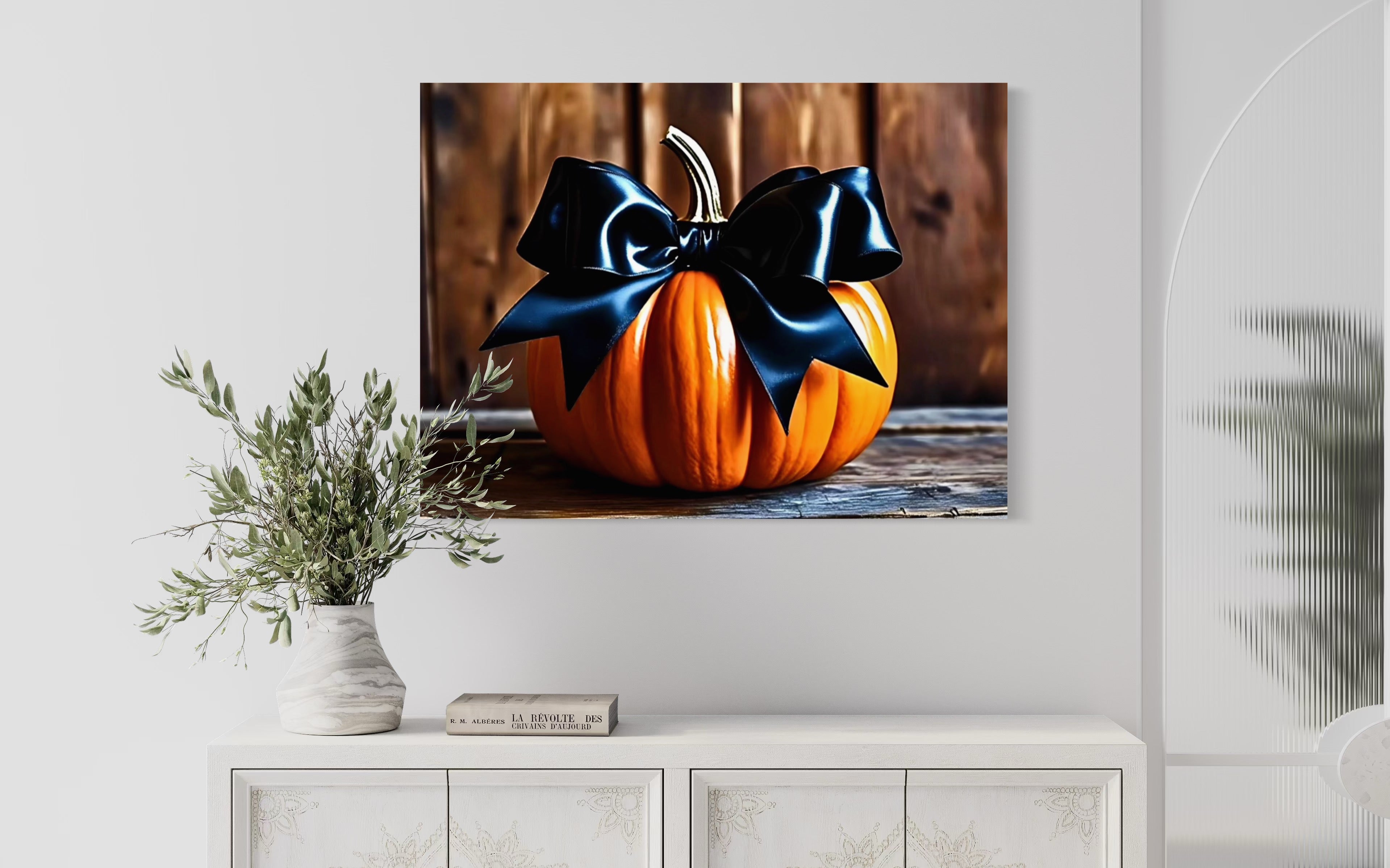 Pumpkin with Black Satin Bow