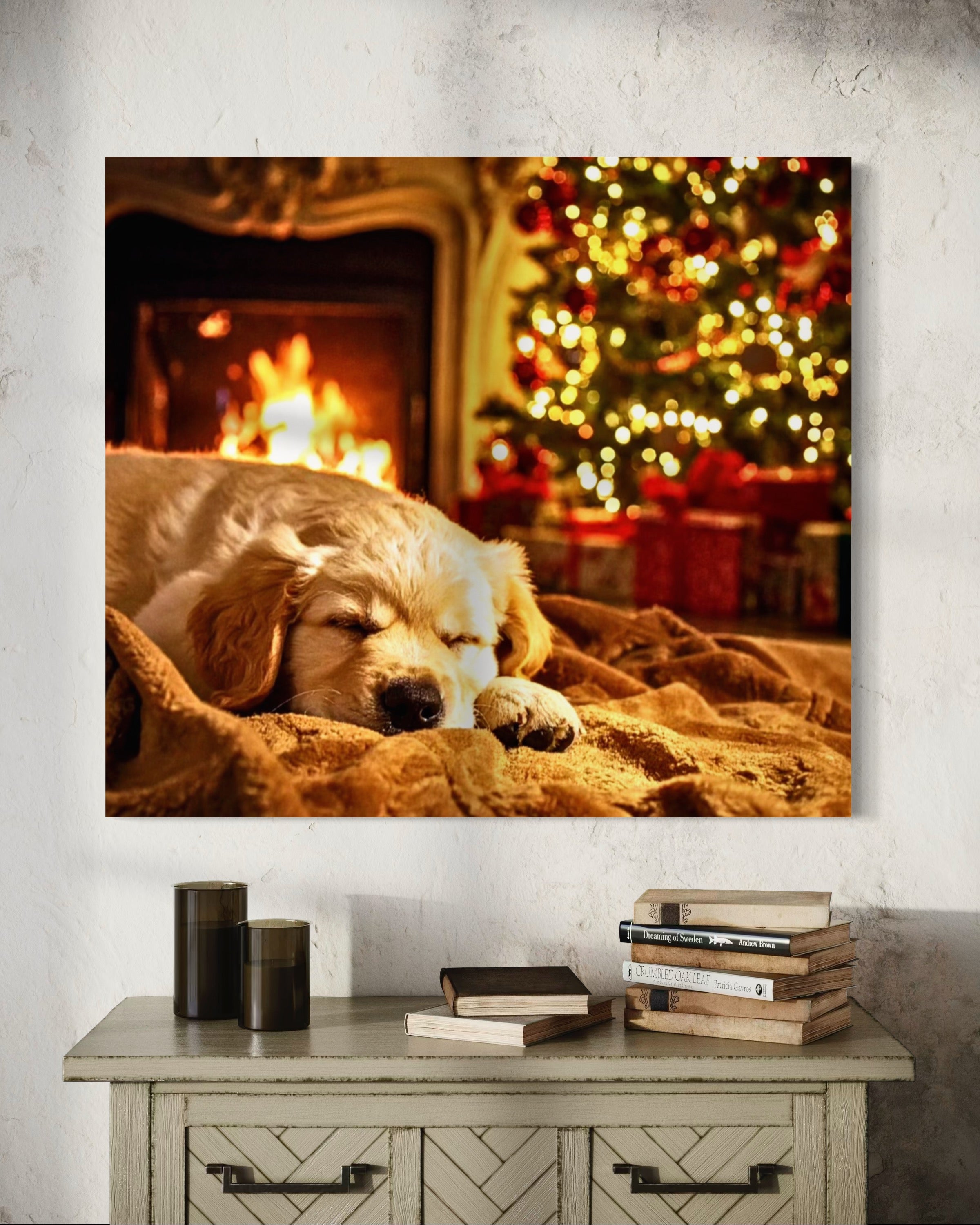 Magic Christmas Golden Retriever Puppy Dreams