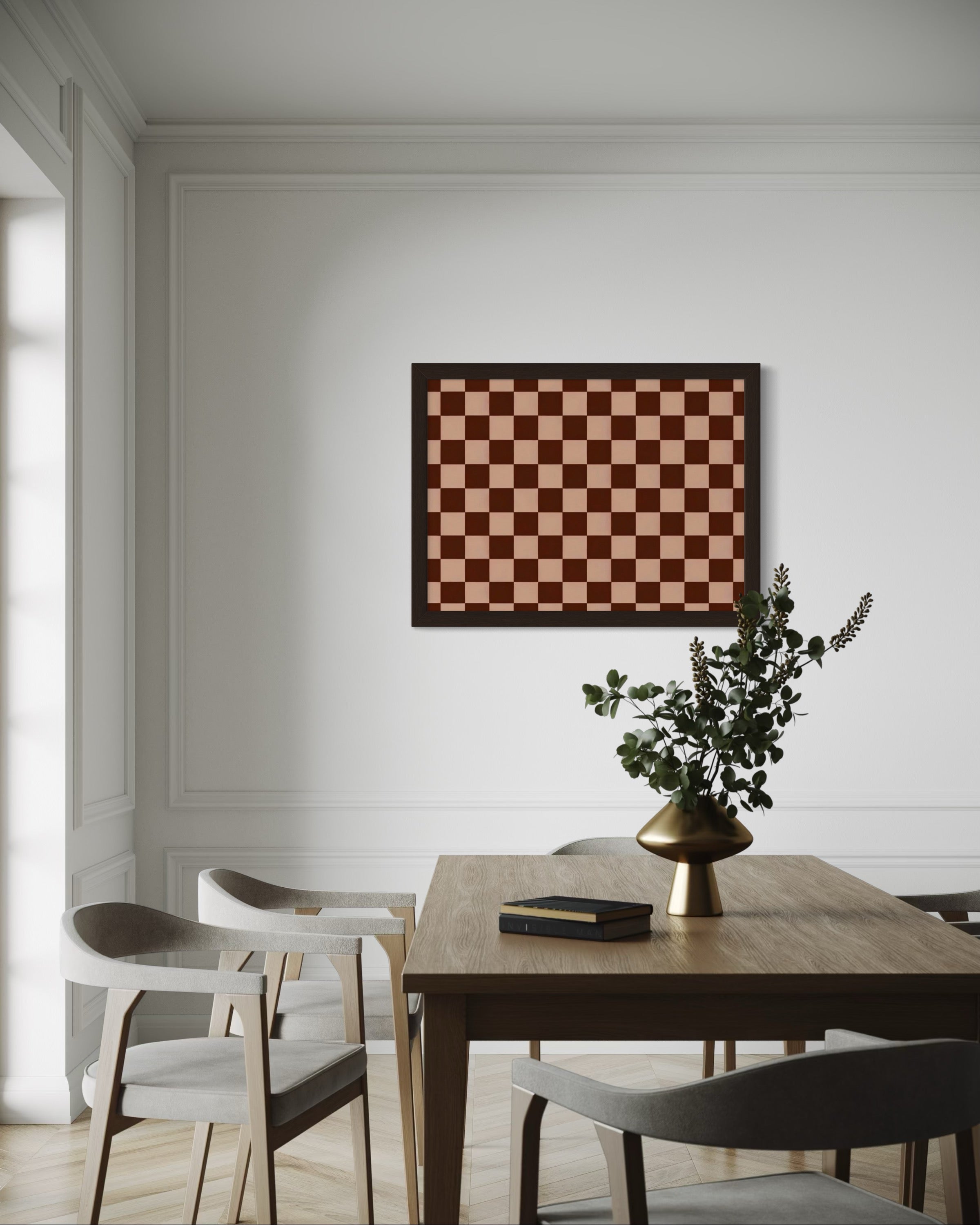 Light and Dark Brown Checkered Pattern Museum Print