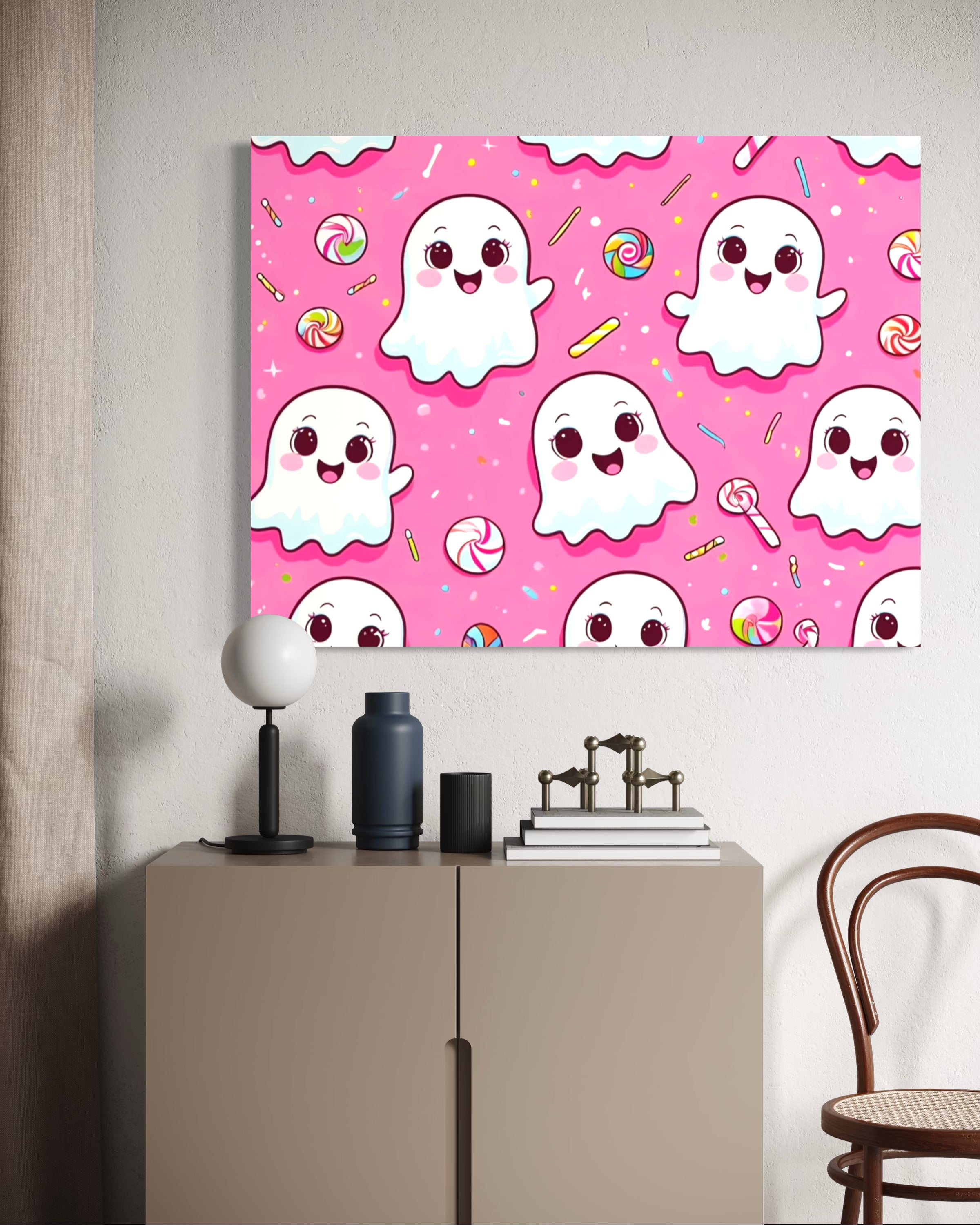 Ghost and Candy Pattern on Pink