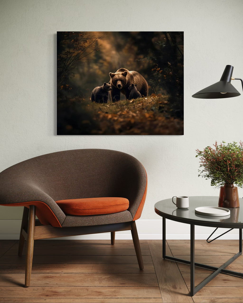Brown Bear and Cubs Autumn in Alaska Museum Print