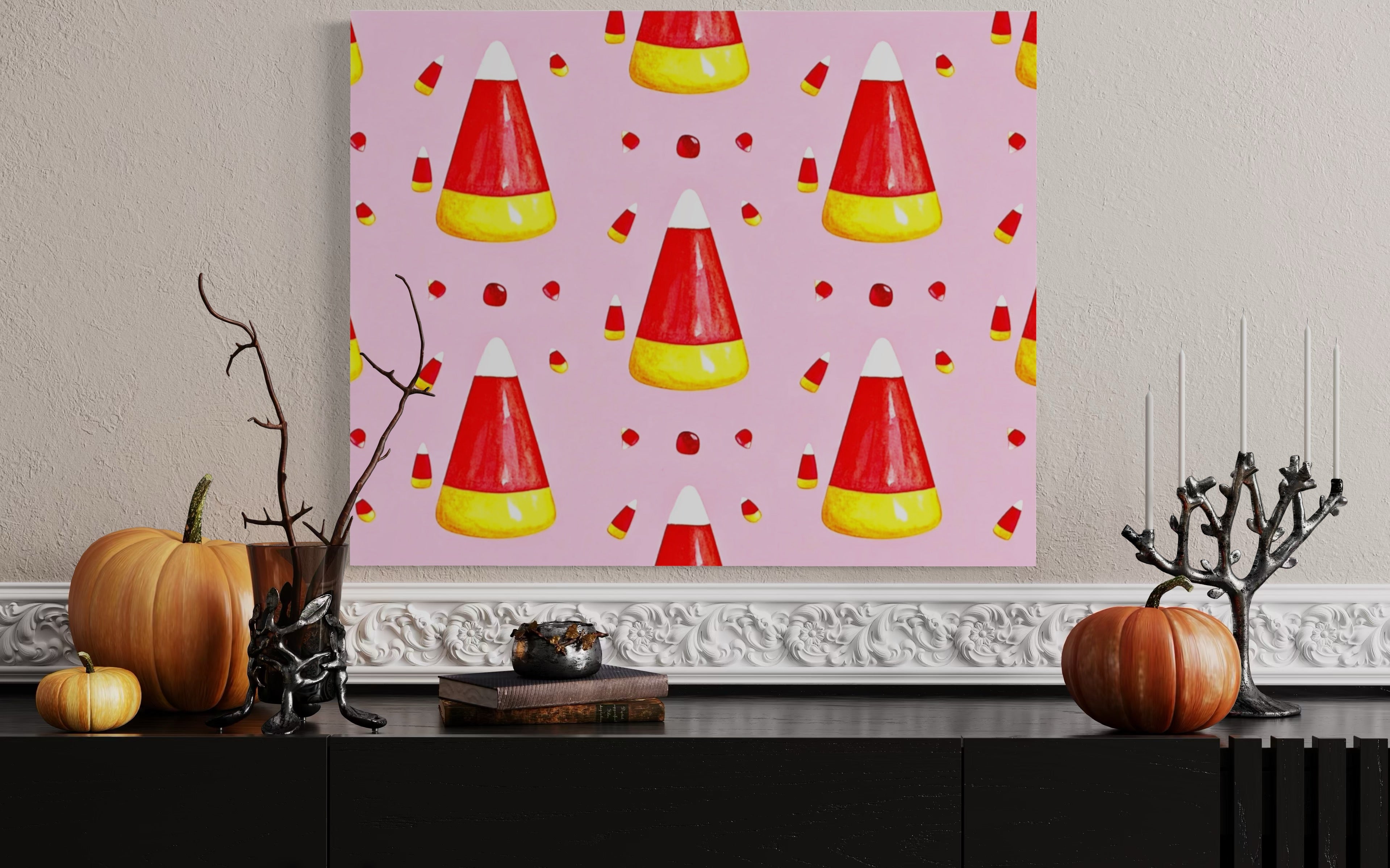 Candy Corn Pattern on Pink