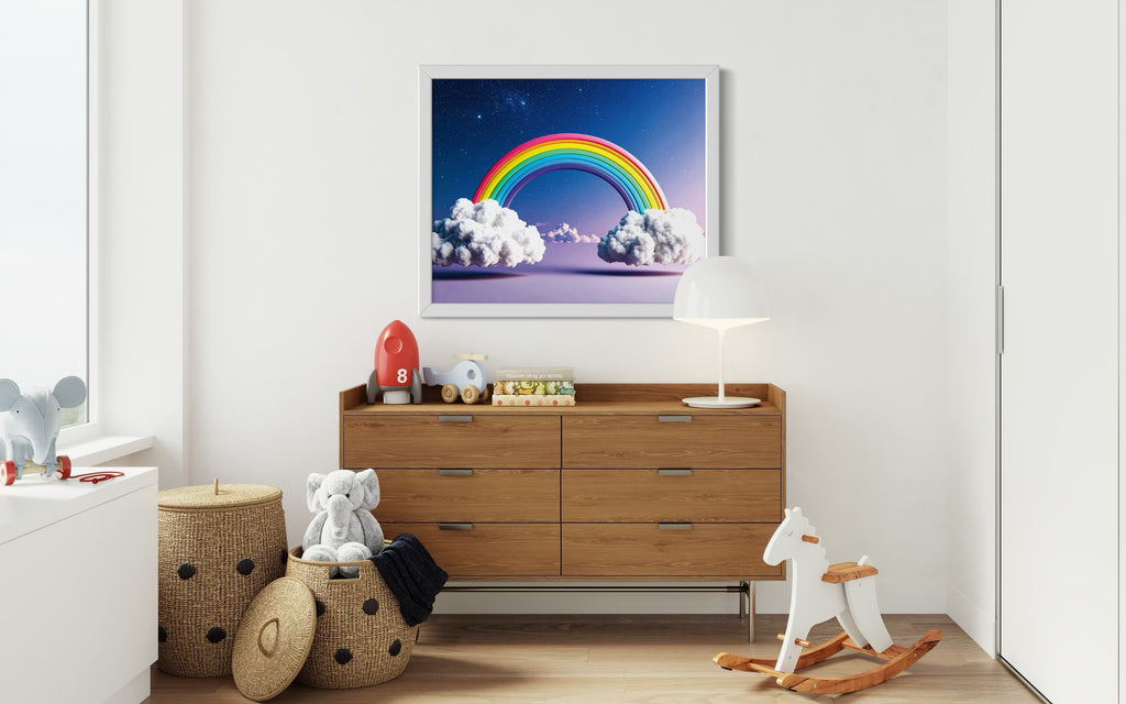 Floating Rainbow with Clouds Museum Print