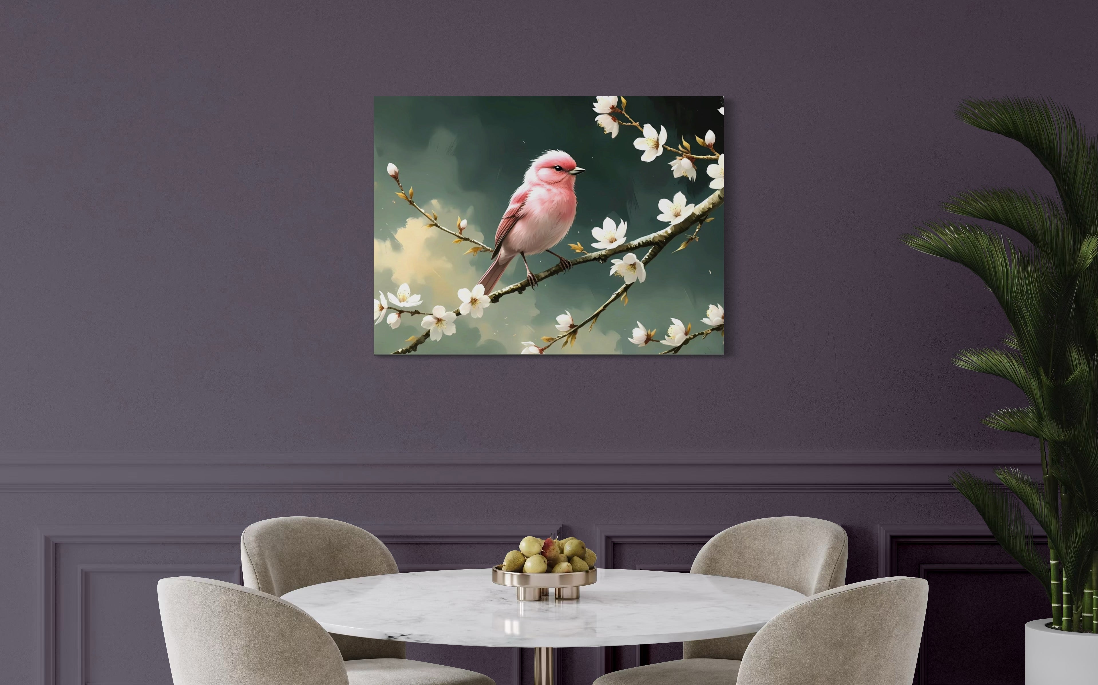 Bubblegum Bird with Blossoms Museum Print