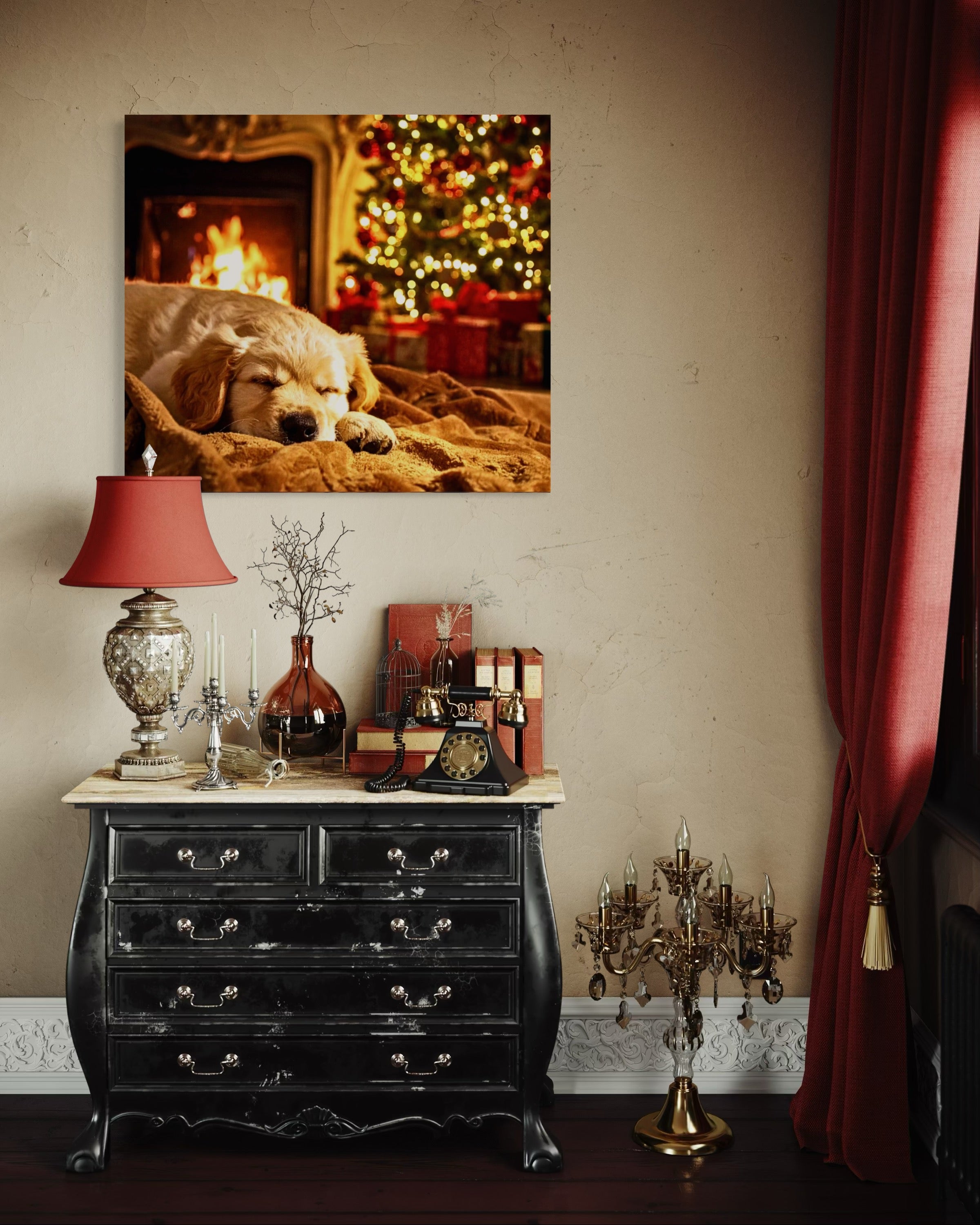 Magic Christmas Golden Retriever Puppy Dreams