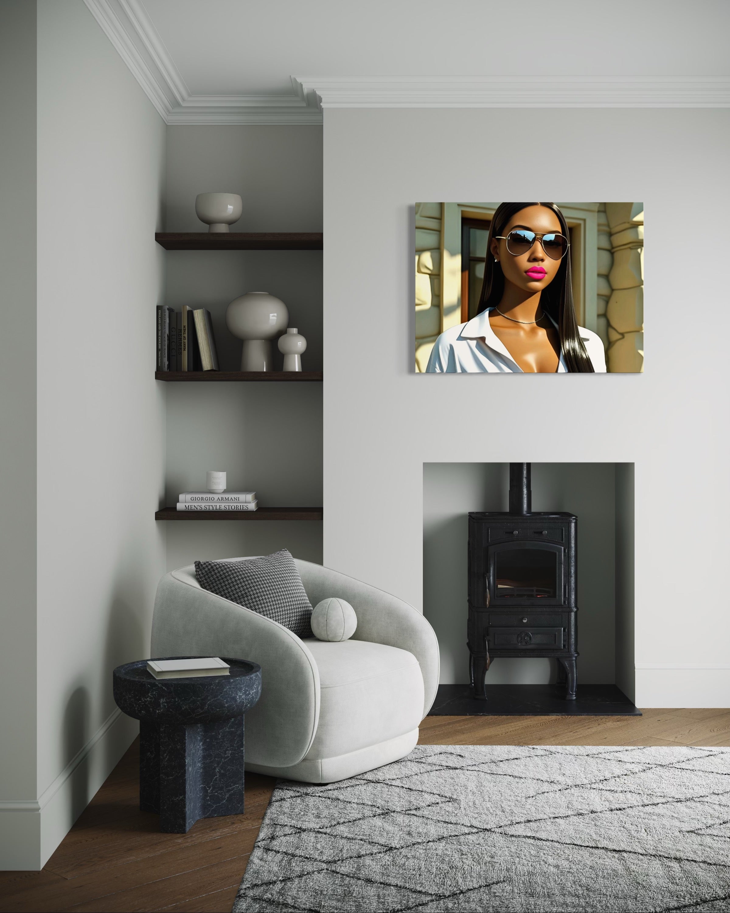 Sleek Queen with Hot Pink Lips Museum Print