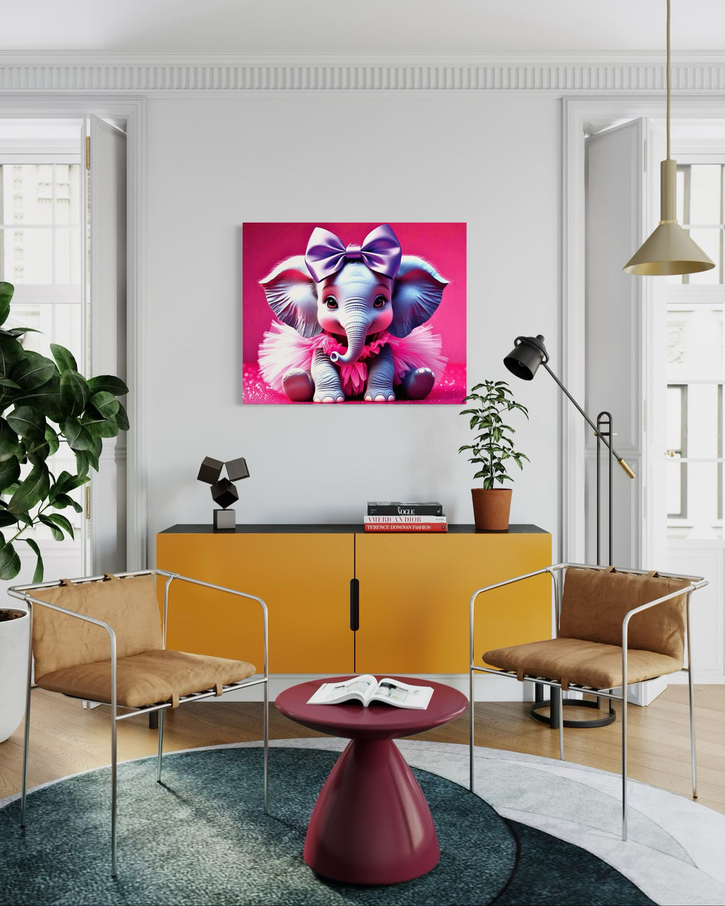 Baby Girl Elephant with a tutu and Bow Museum Print