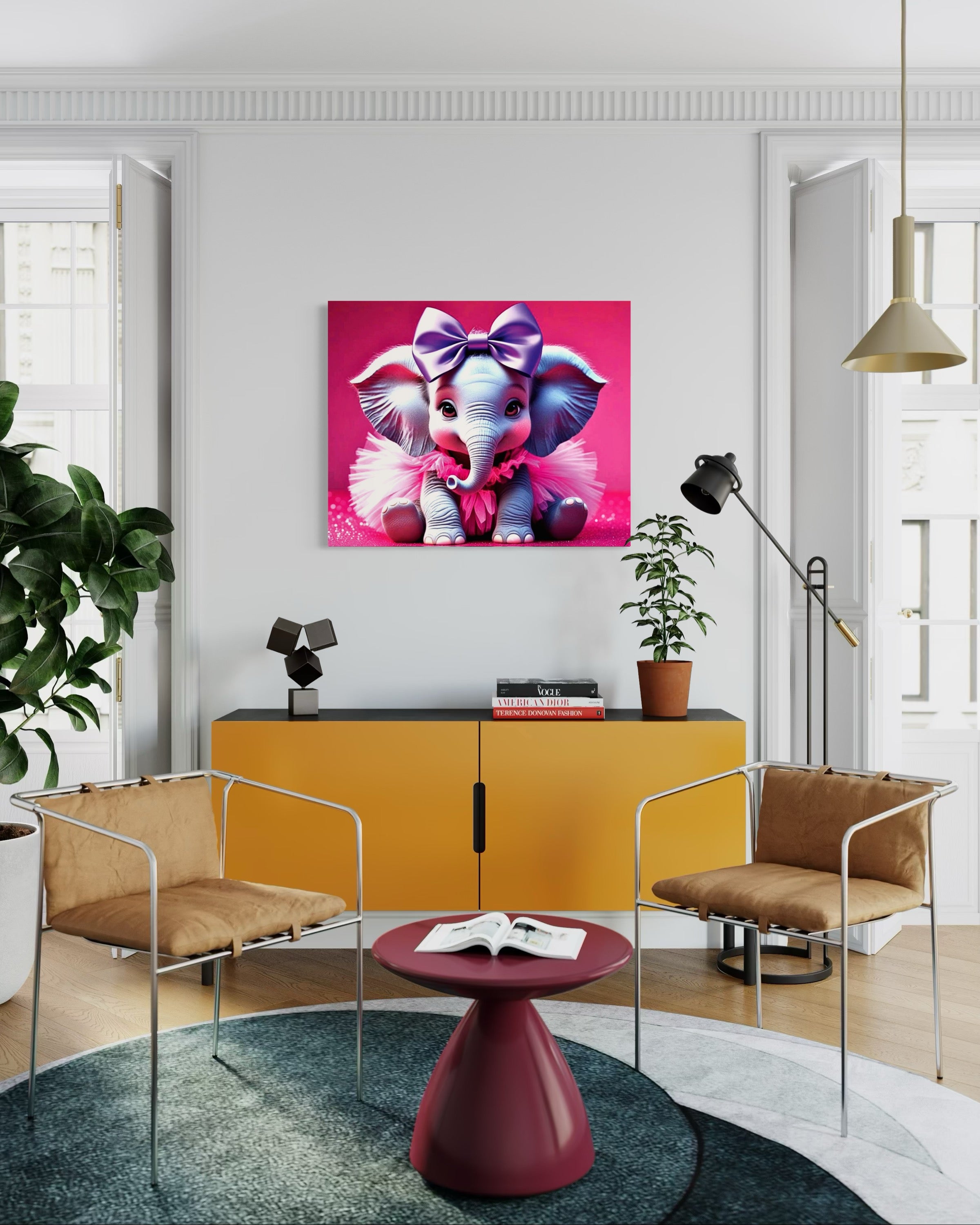 Baby Girl Elephant with a tutu and Bow Museum Print