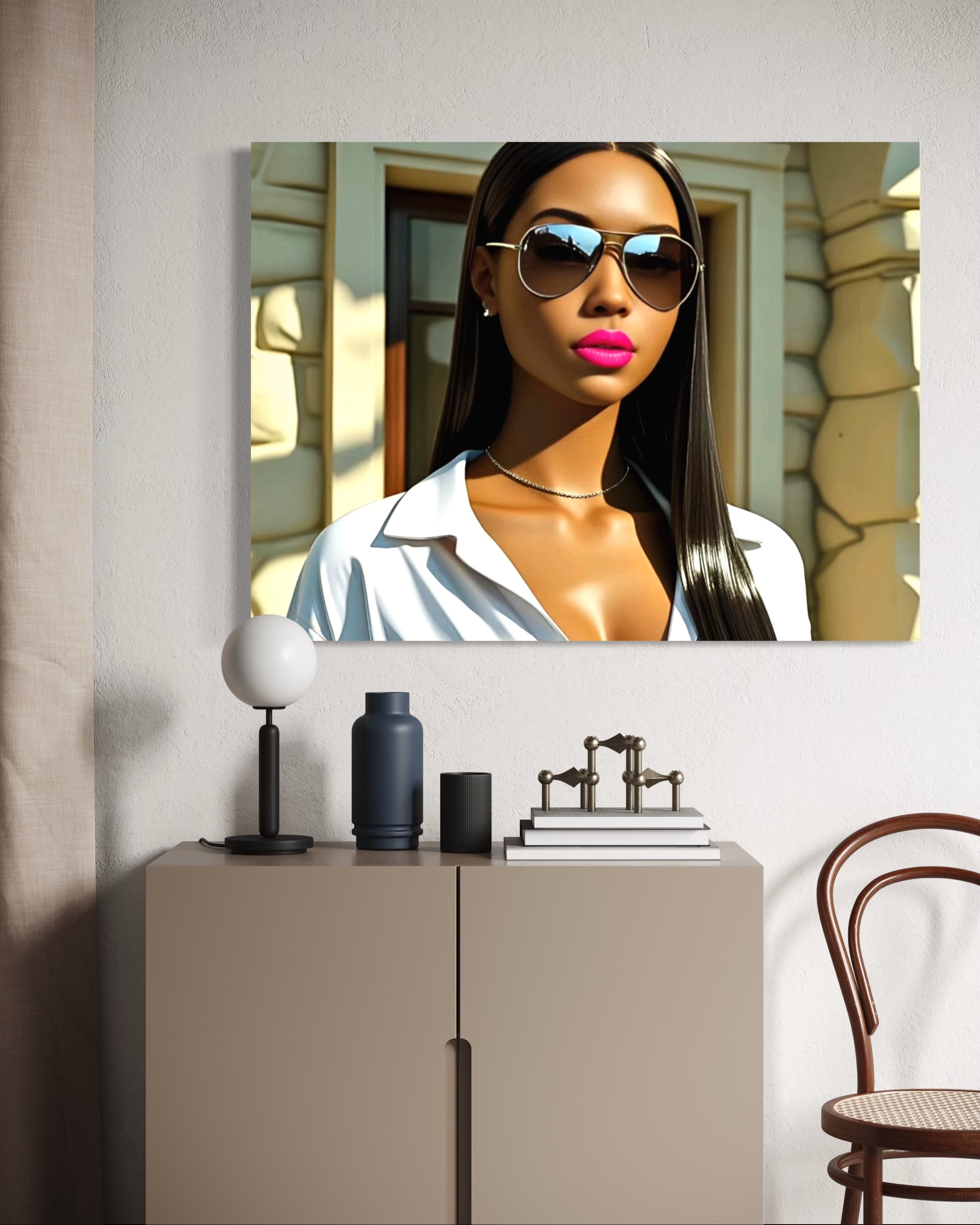 Sleek Queen with Hot Pink Lips Museum Print