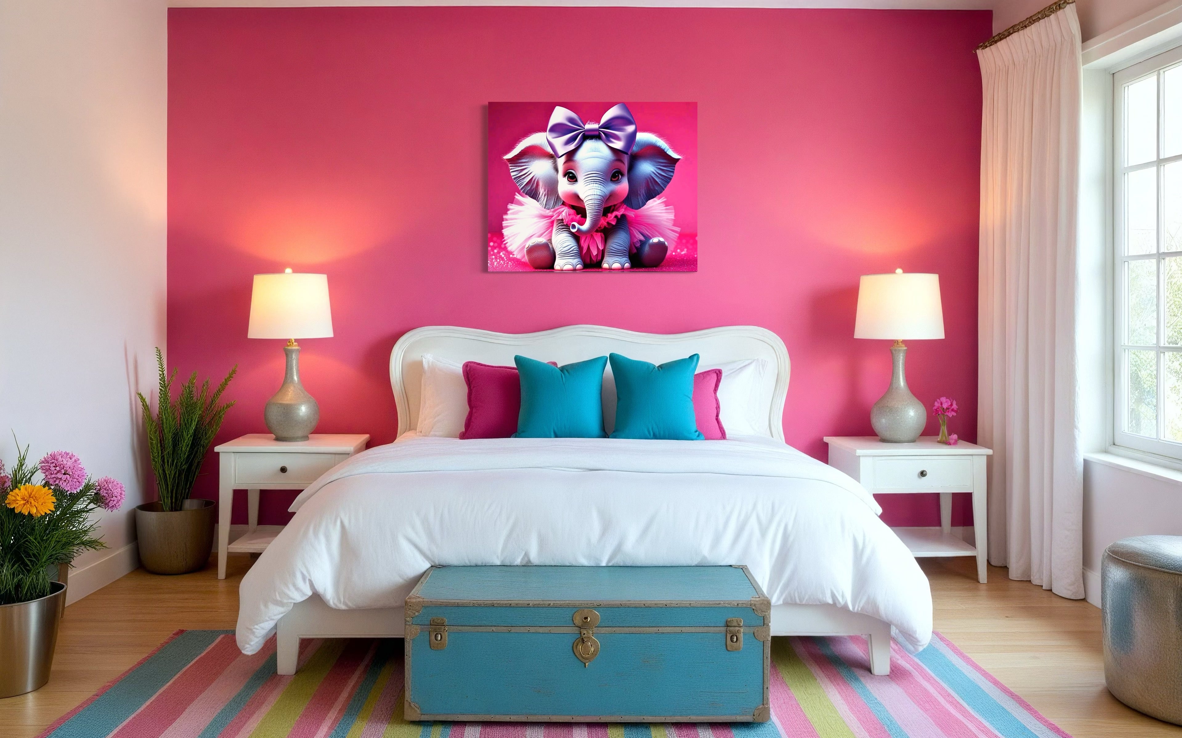 Baby Girl Elephant with a tutu and Bow Museum Print