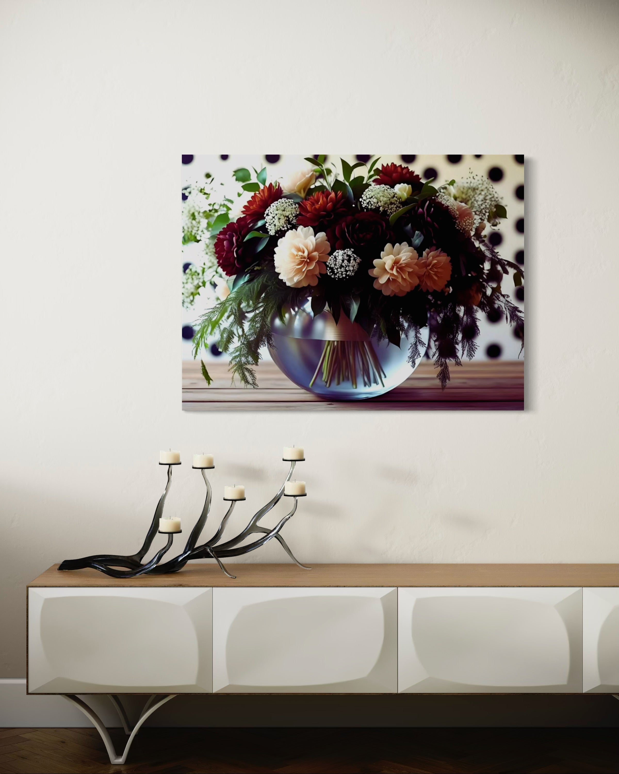 Fall Floral Design on Polka Dots