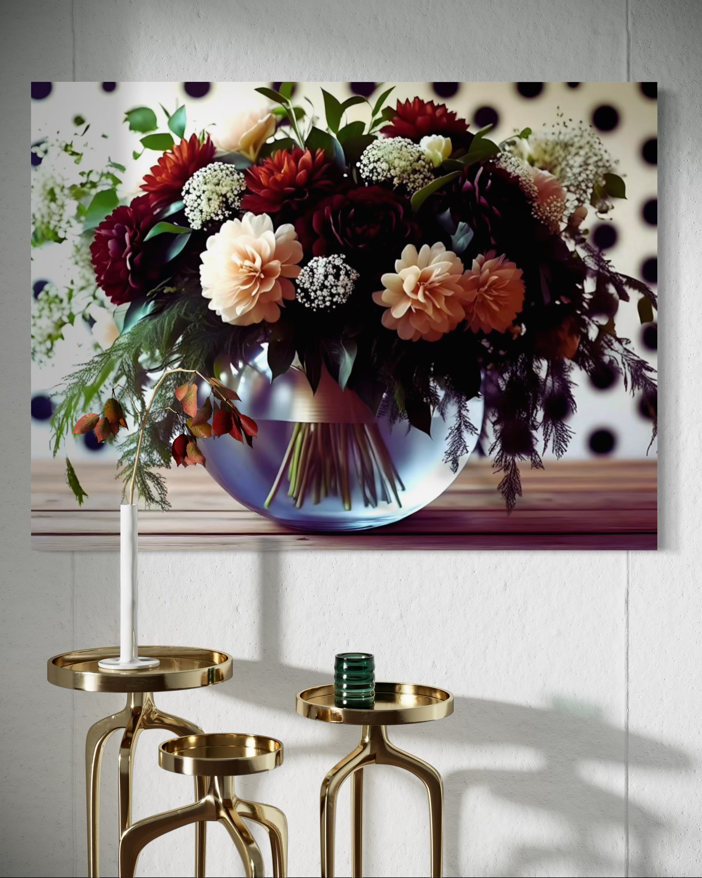 Fall Floral Design on Polka Dots