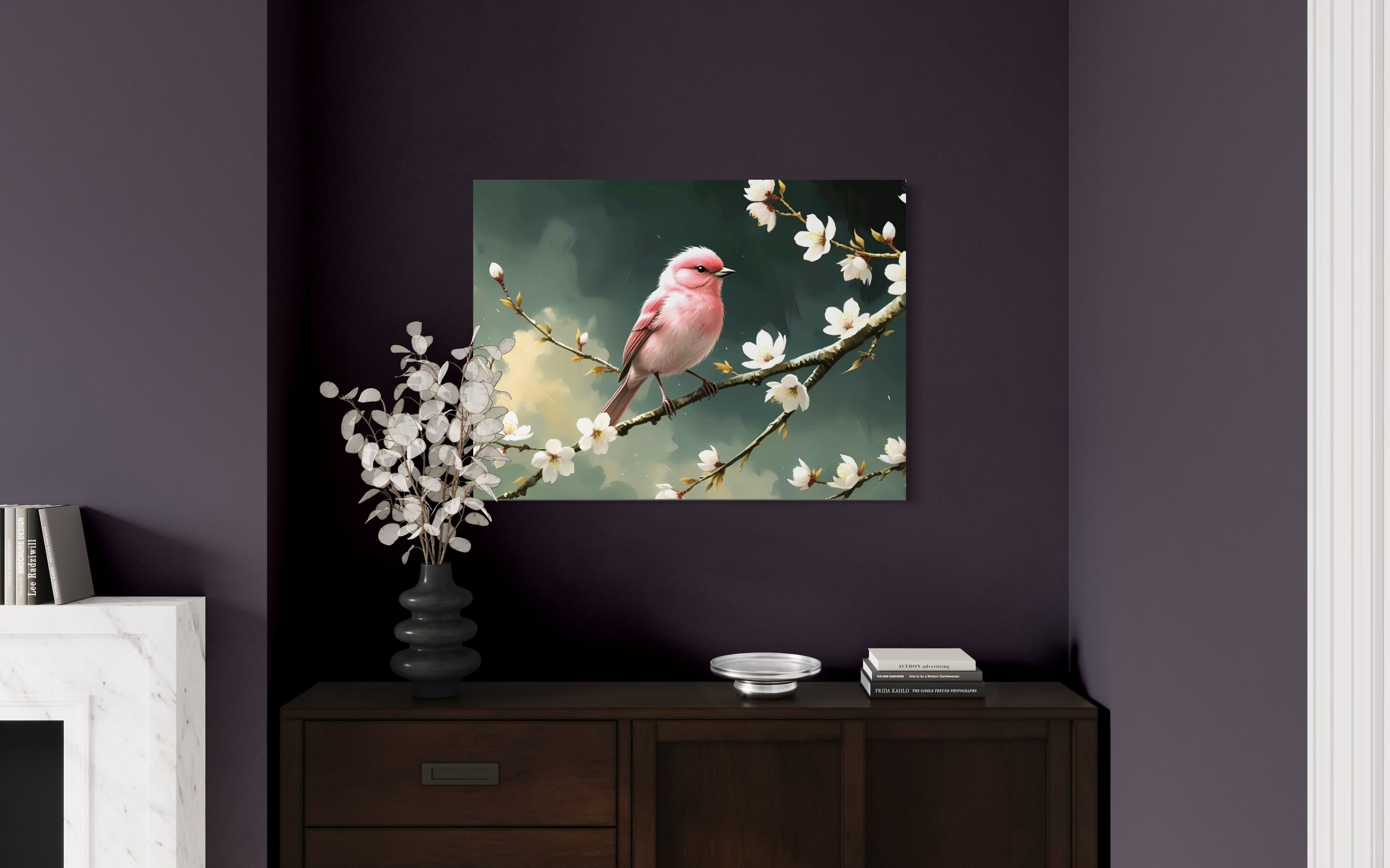 Bubblegum Bird with Blossoms Museum Print