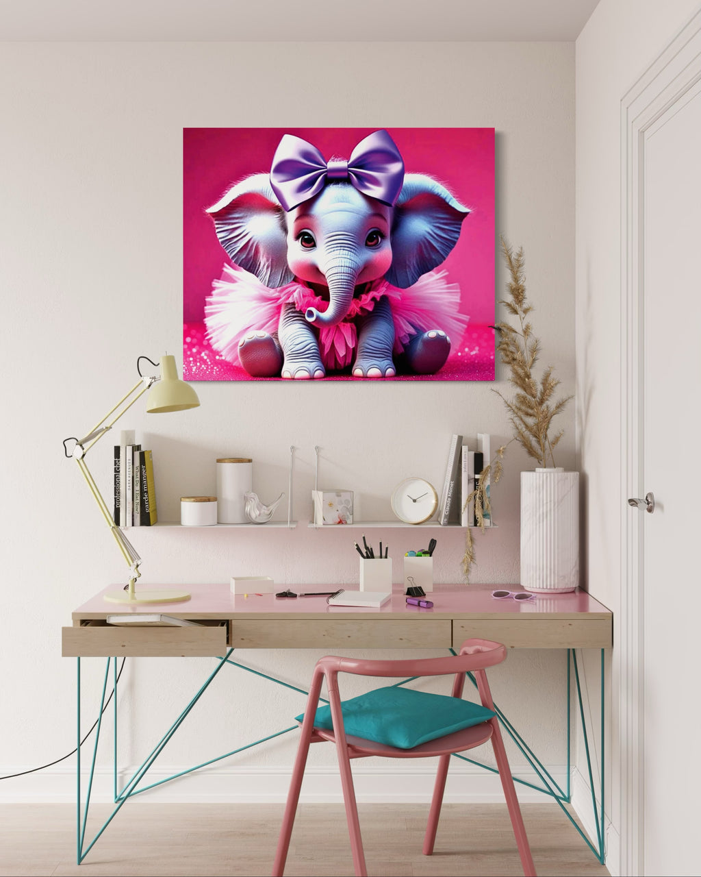 Baby Girl Elephant with a tutu and Bow Museum Print