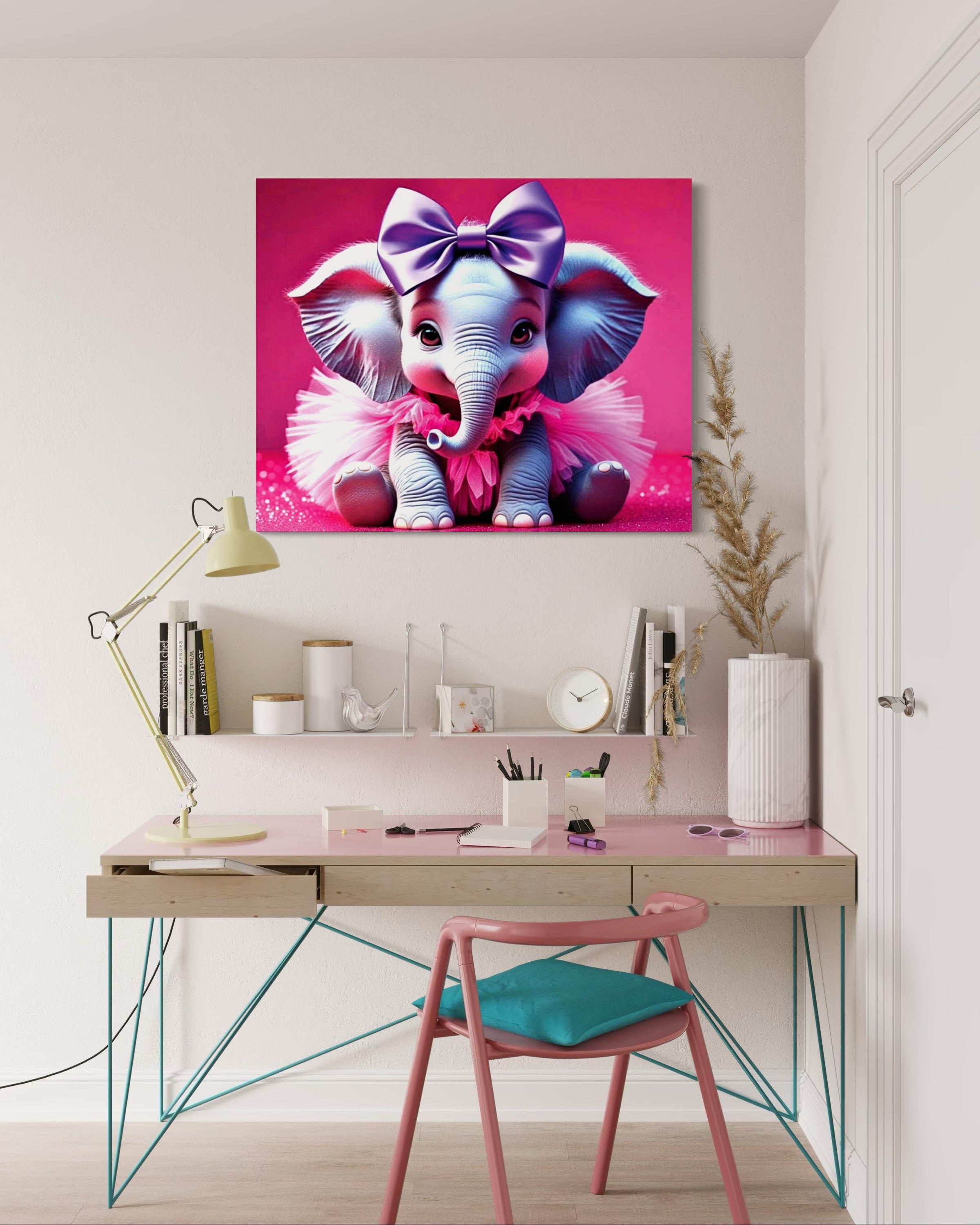 Baby Girl Elephant with a tutu and Bow Museum Print