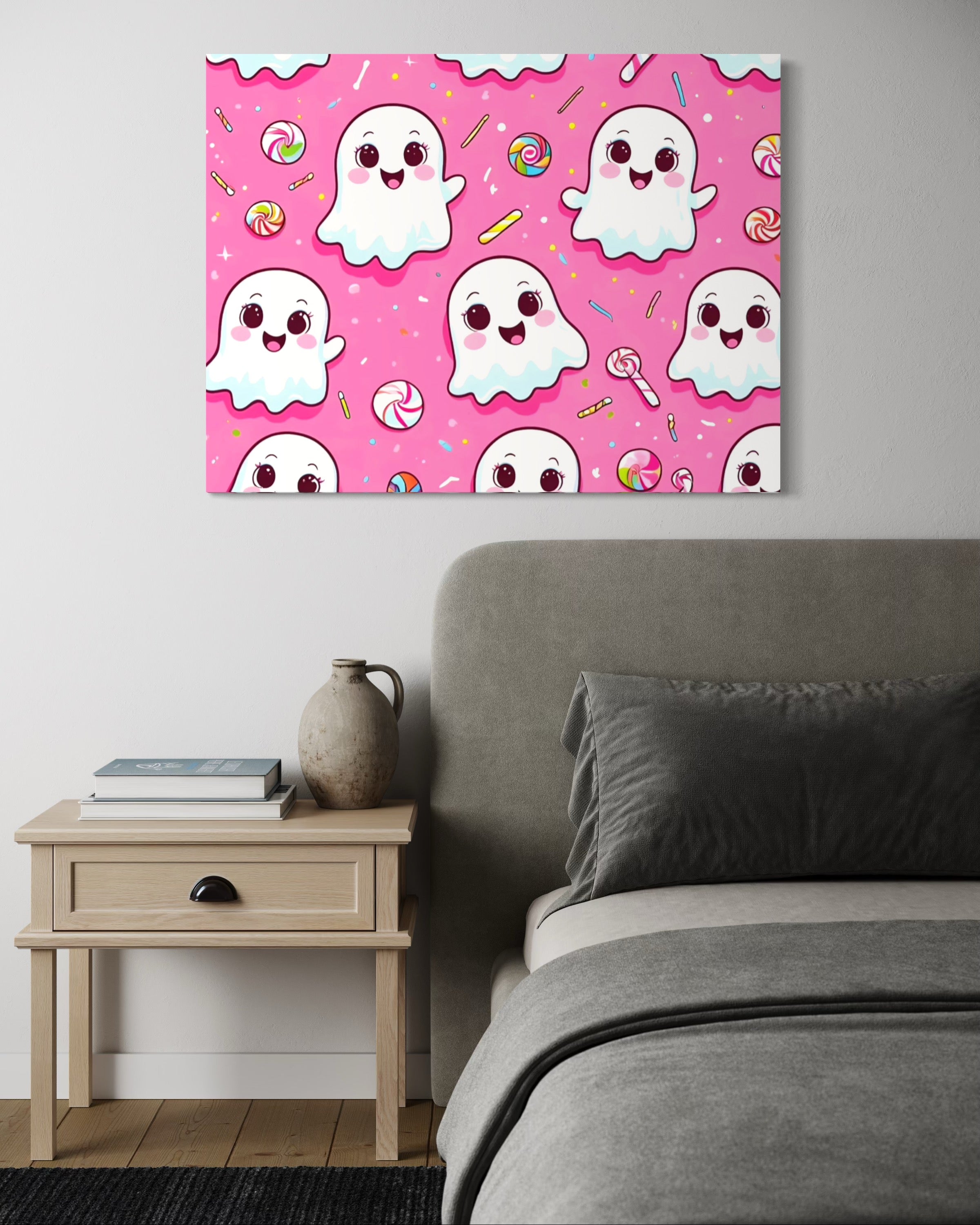 Ghost and Candy Pattern on Pink