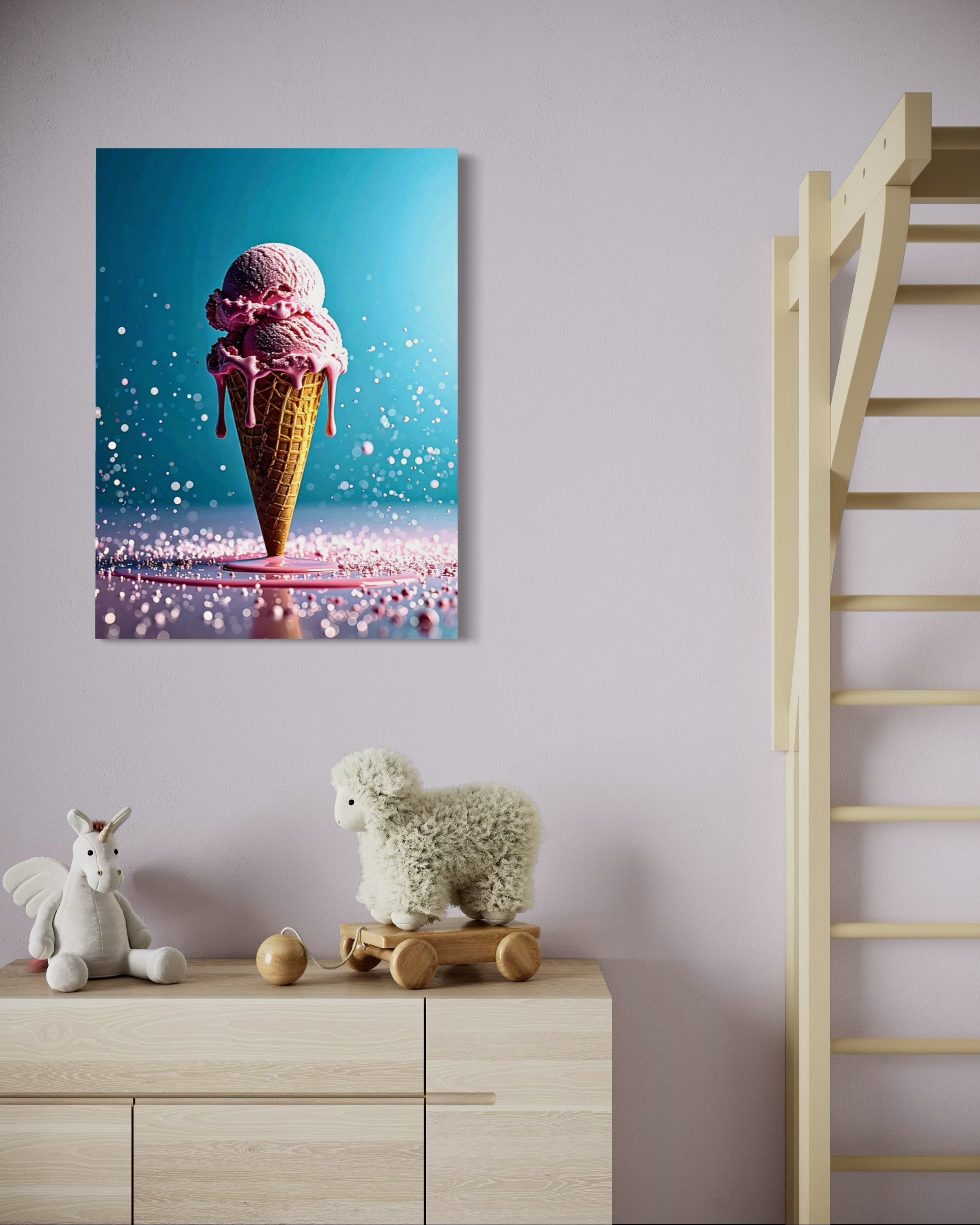 Strawberry Ice Cream Double Scoop Museum Print