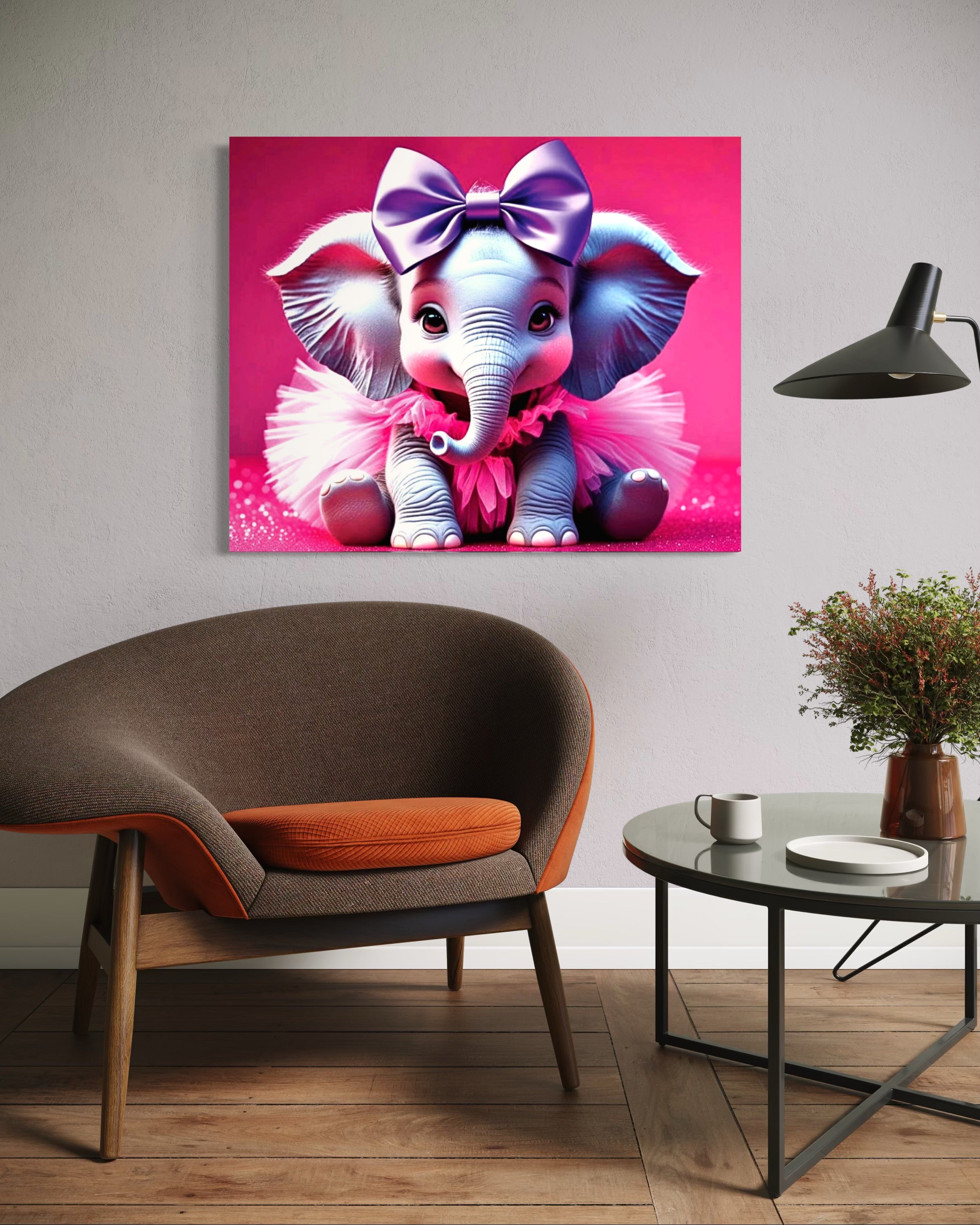 Baby Girl Elephant with a tutu and Bow Museum Print