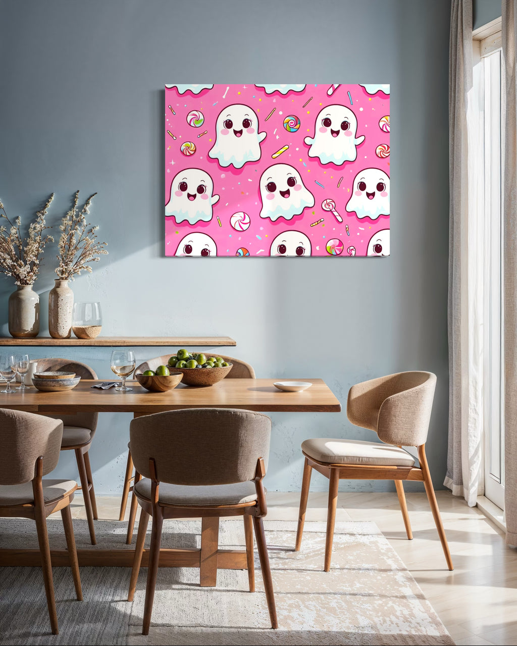 Ghost and Candy Pattern on Pink