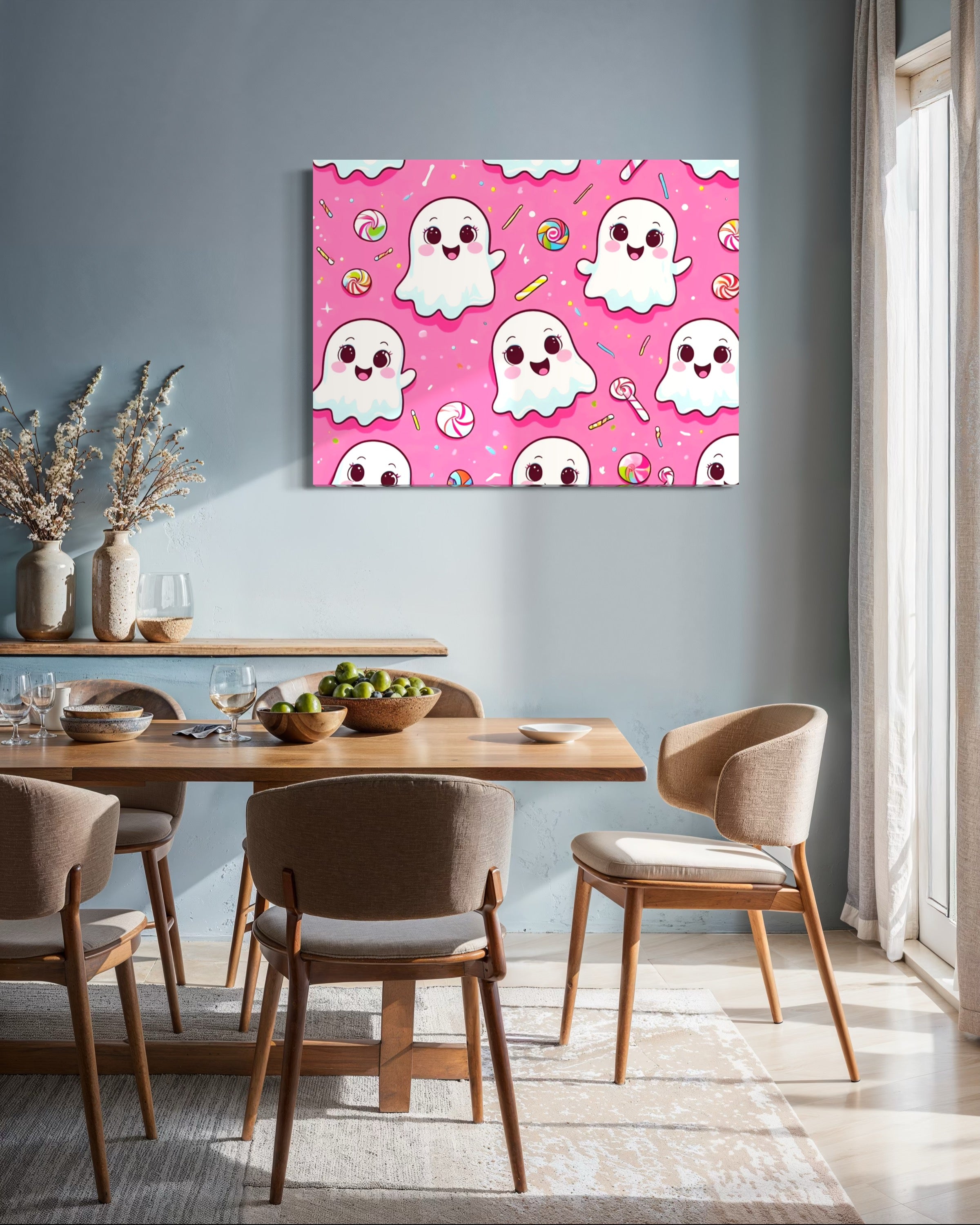 Ghost and Candy Pattern on Pink