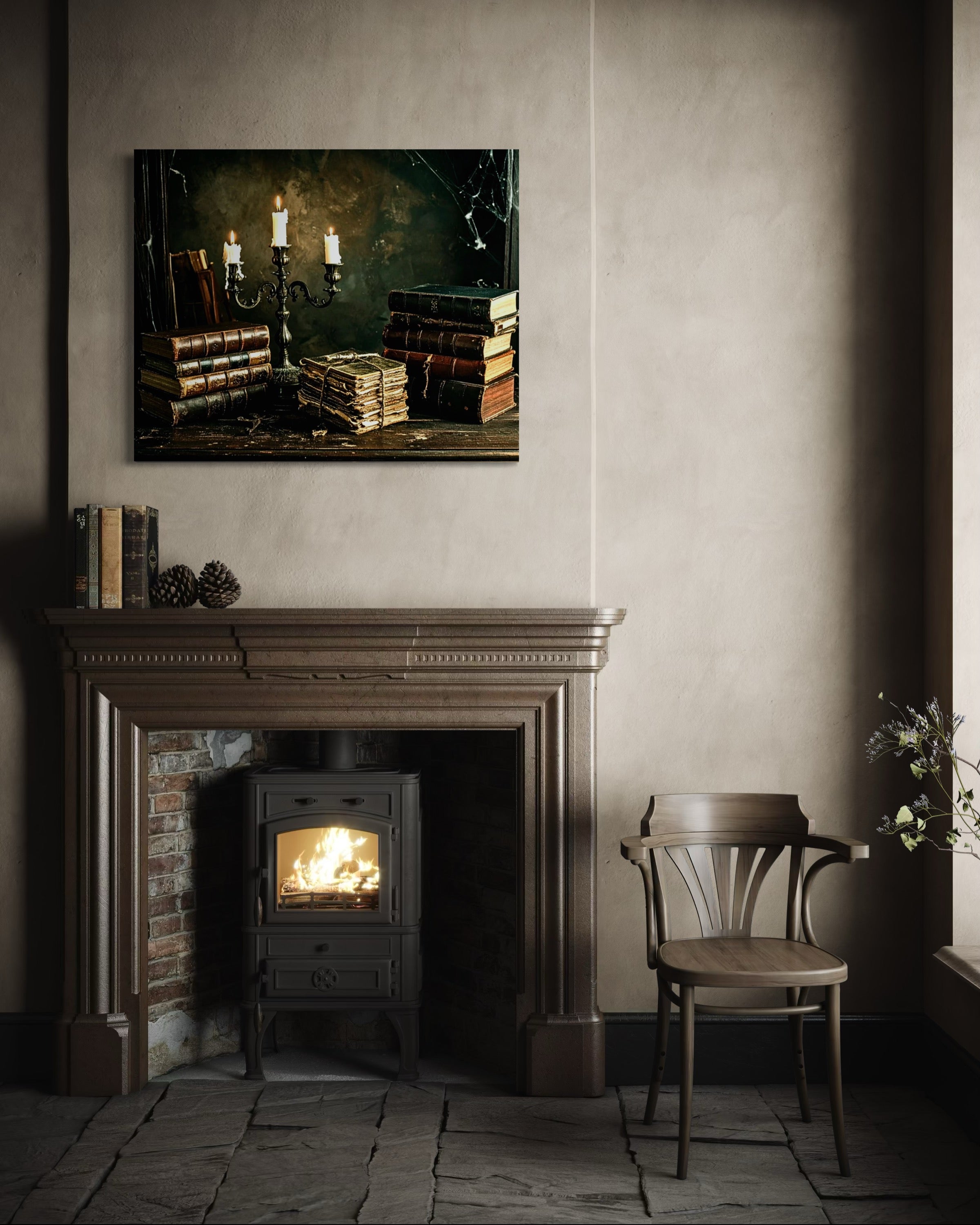 Vintage Candelabra and Books