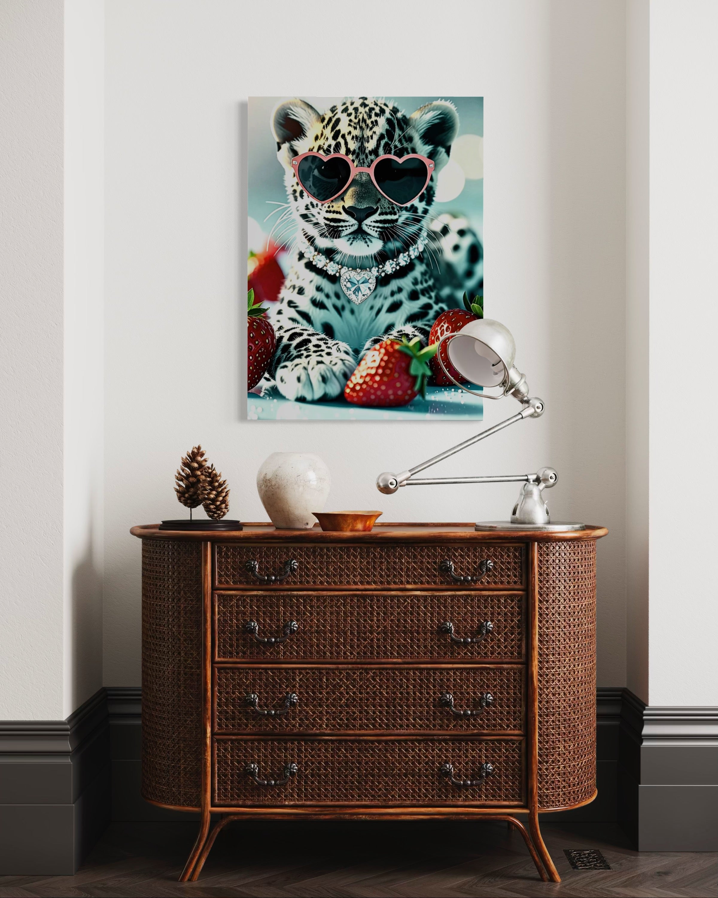 Leopard Cub with Diamond Necklace & Heart Sunglasses
