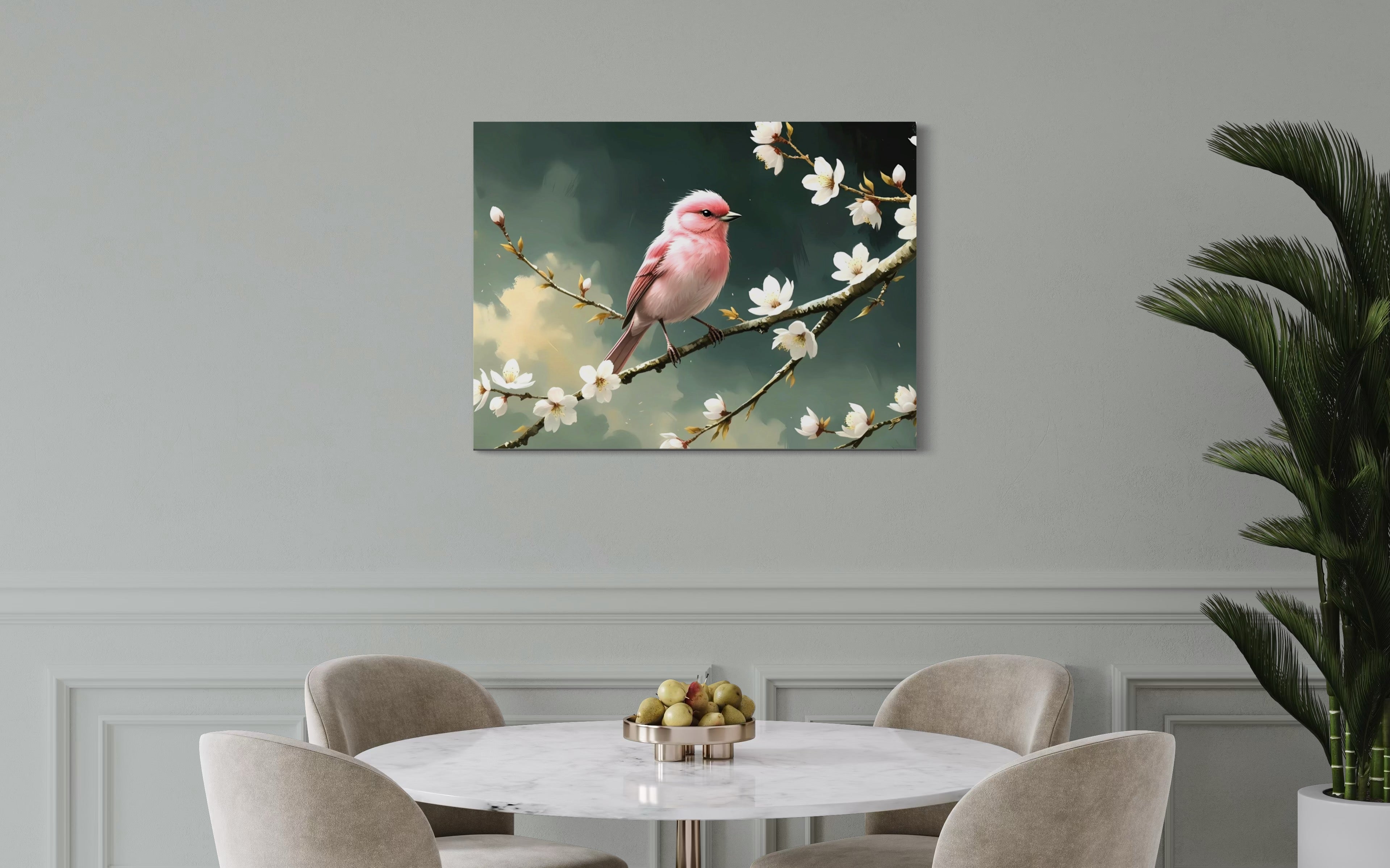 Bubblegum Bird with Blossoms Museum Print