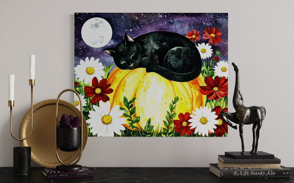Sleeping Cat on Pumpkin