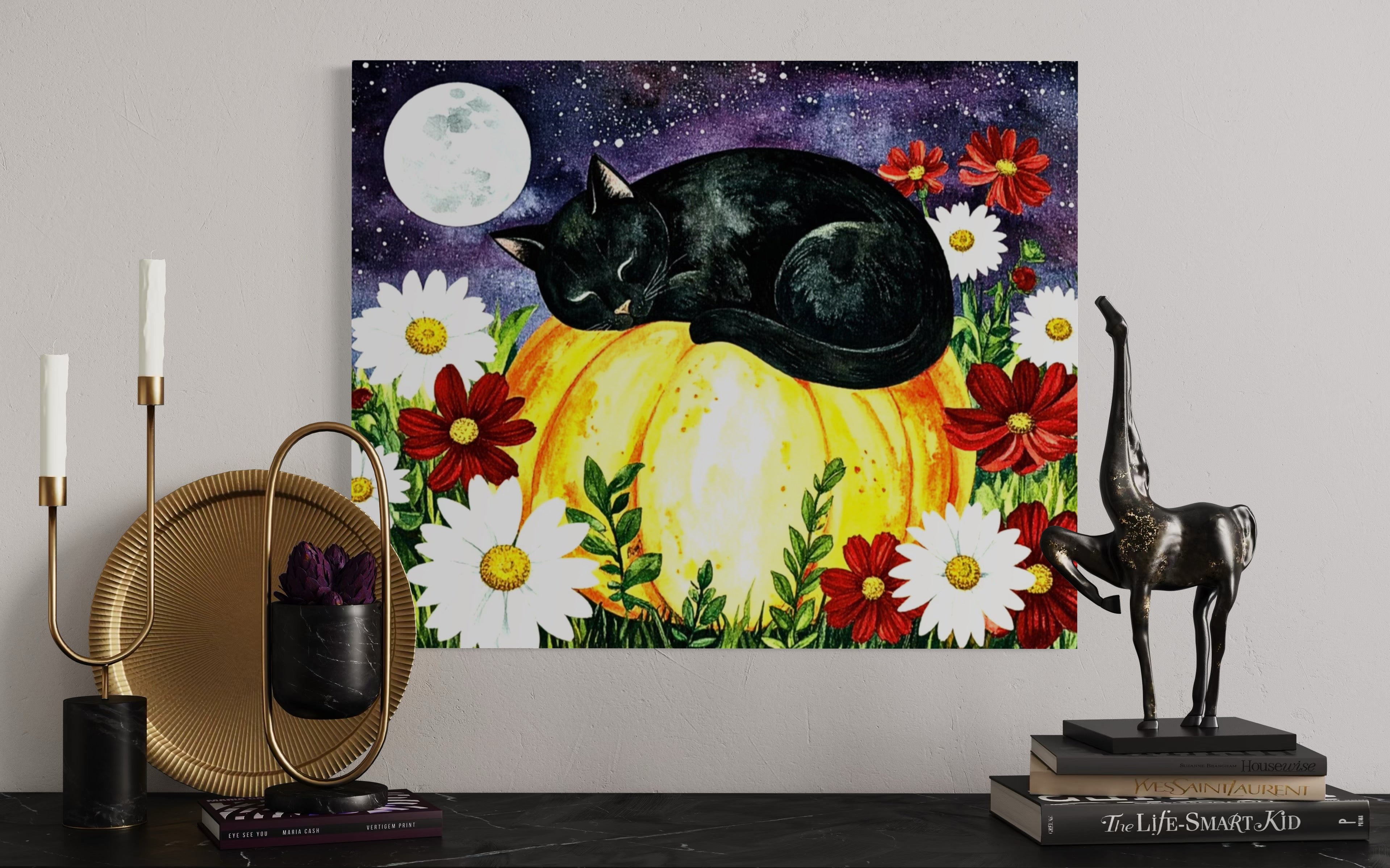 Sleeping Cat on Pumpkin
