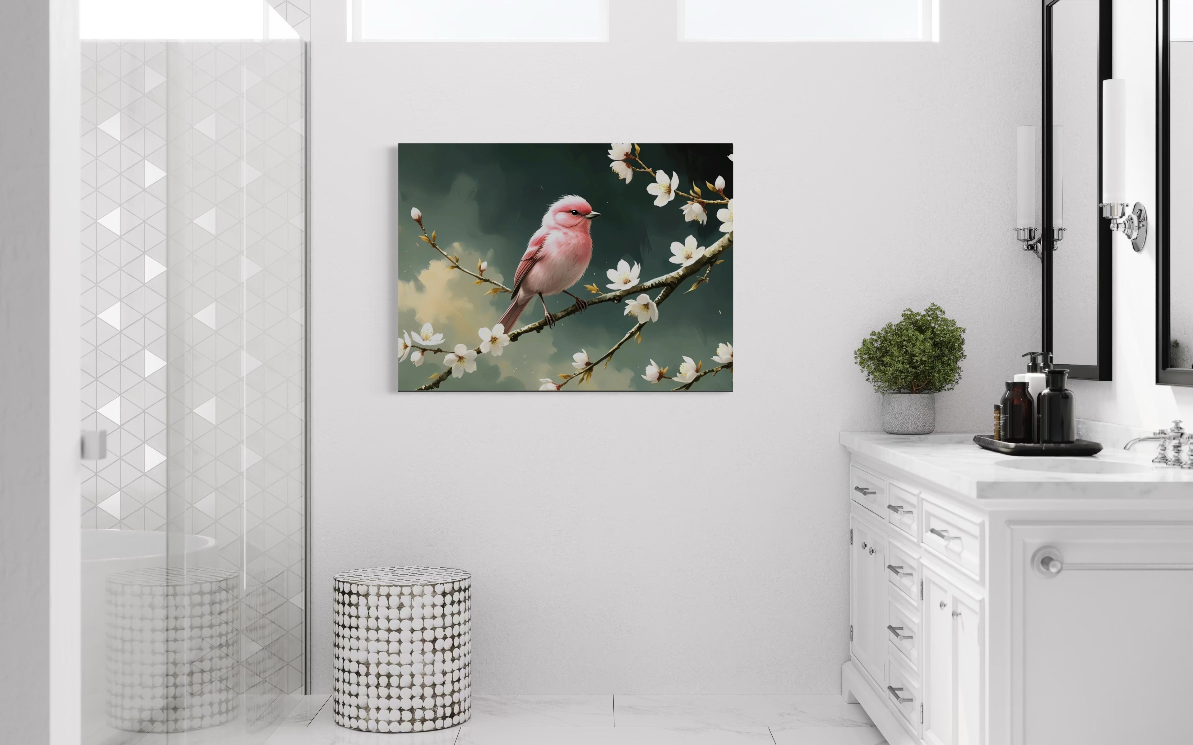 Bubblegum Bird with Blossoms Museum Print