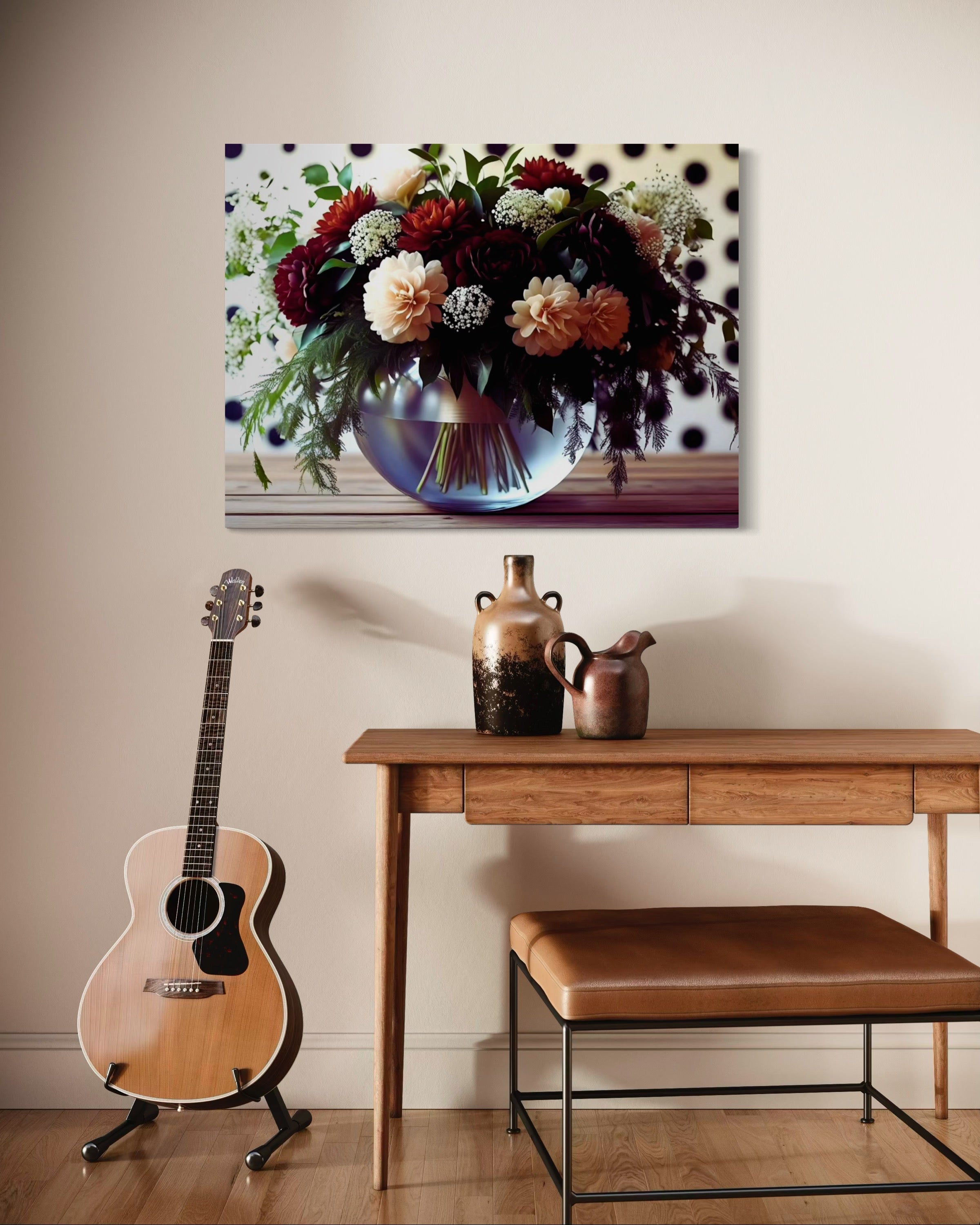 Fall Floral Design on Polka Dots