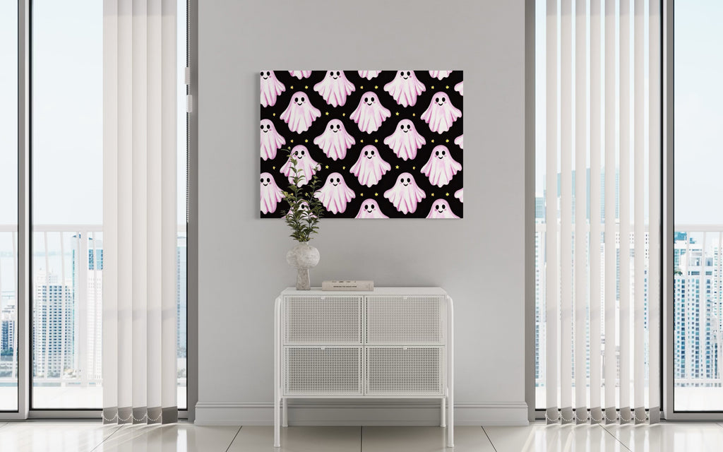 Pink Ghost Pattern on Black