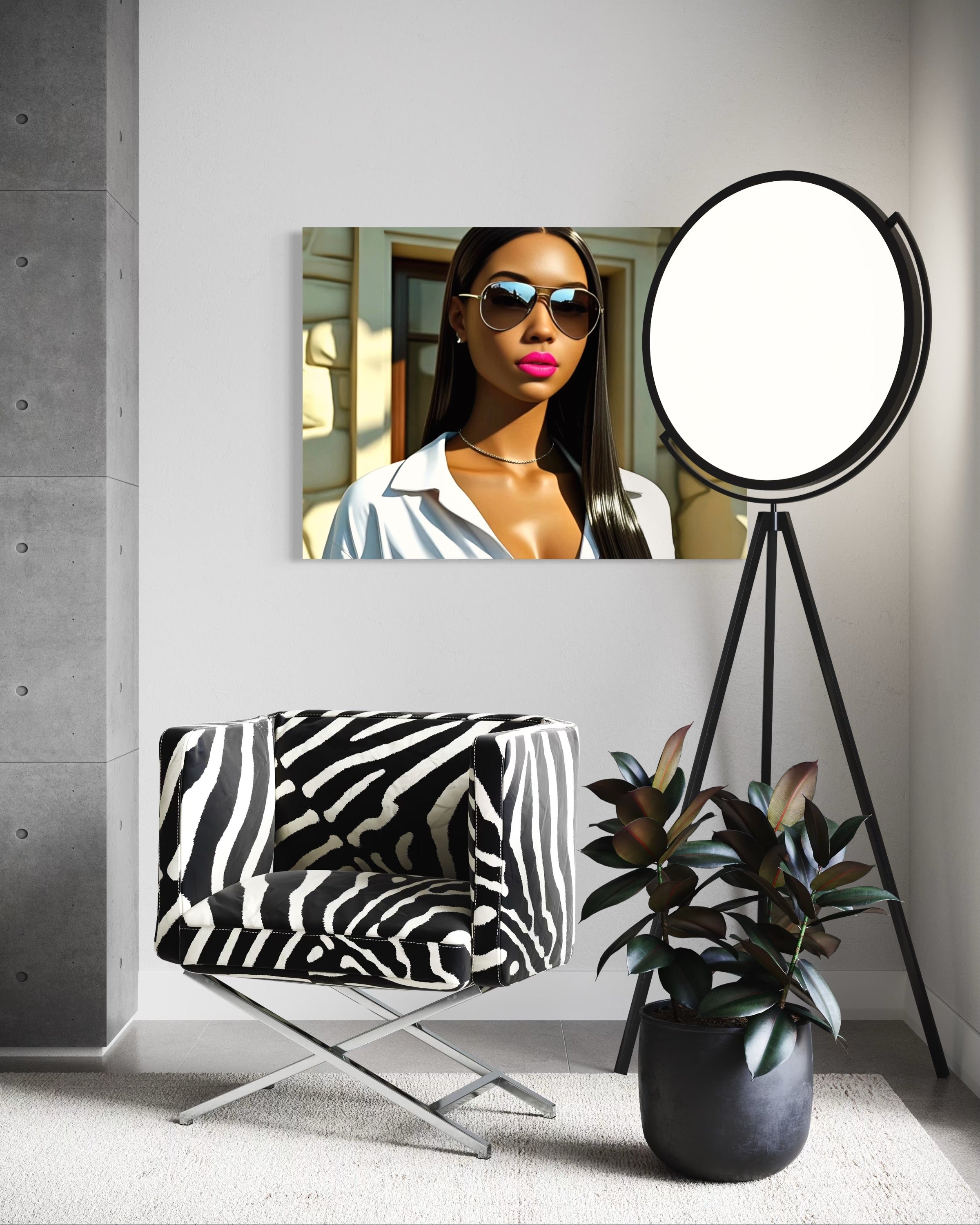 Sleek Queen with Hot Pink Lips Museum Print