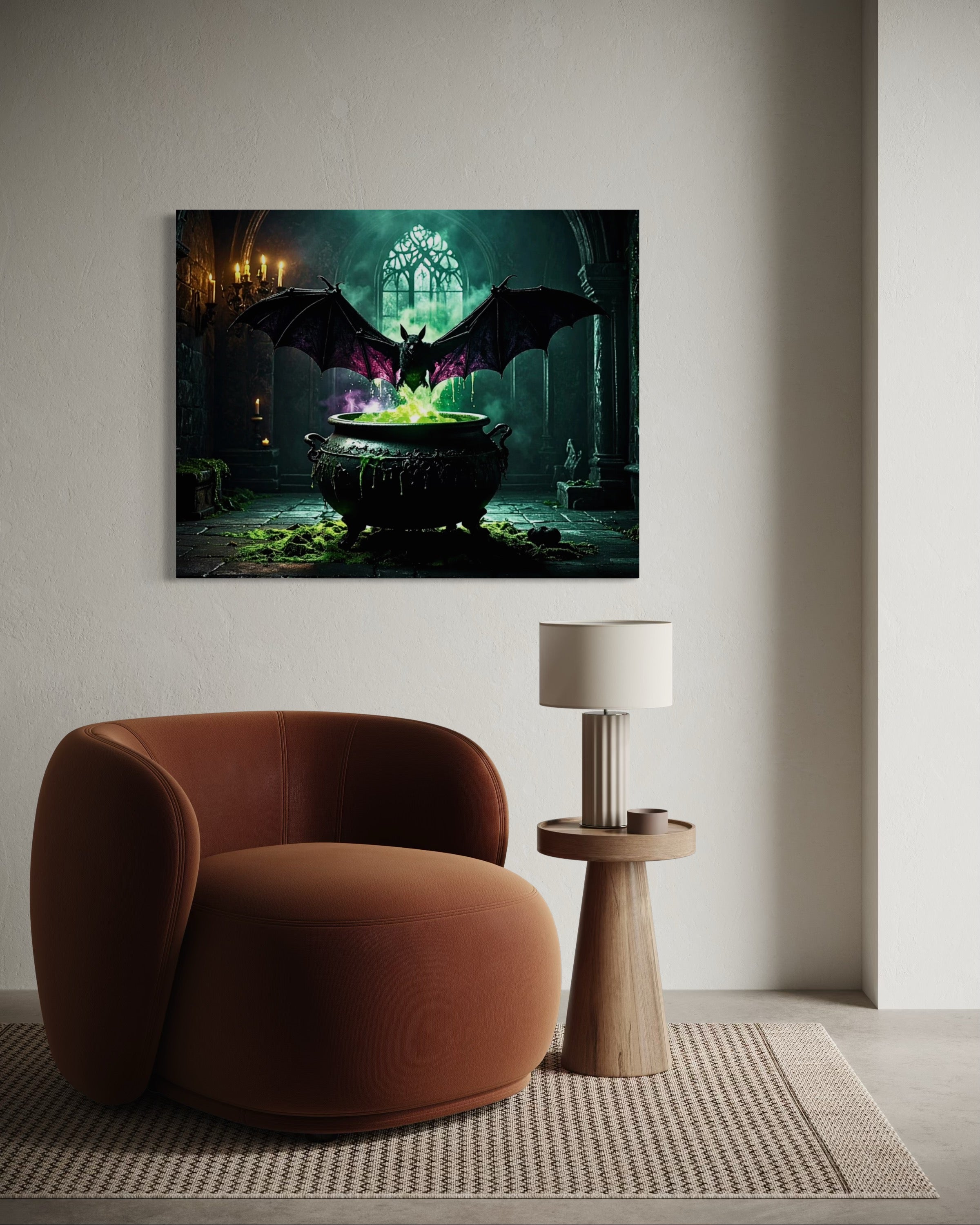 Bat over Bubbling Cauldron