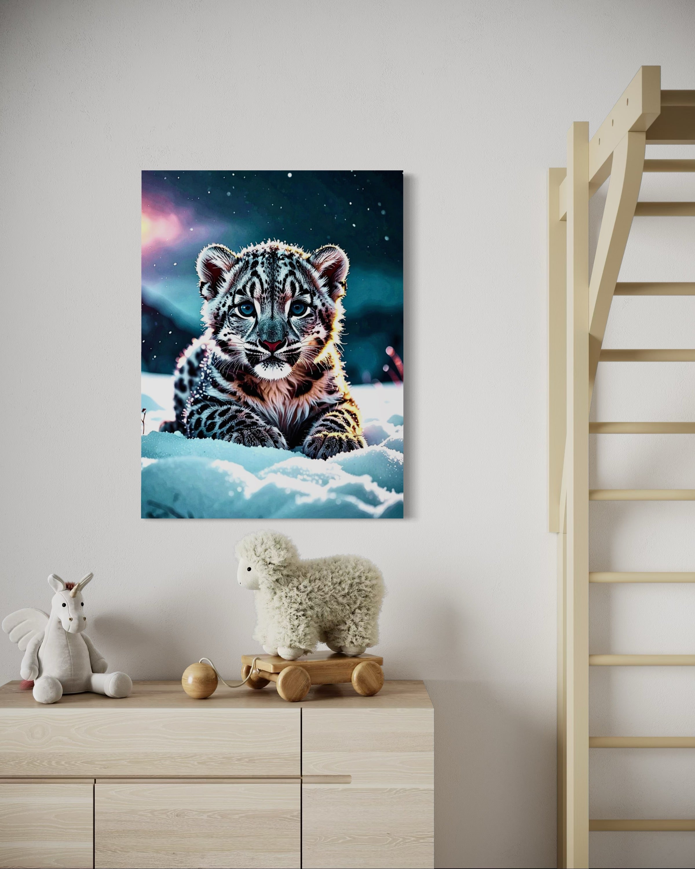Baby Snow Leopard in the Snow