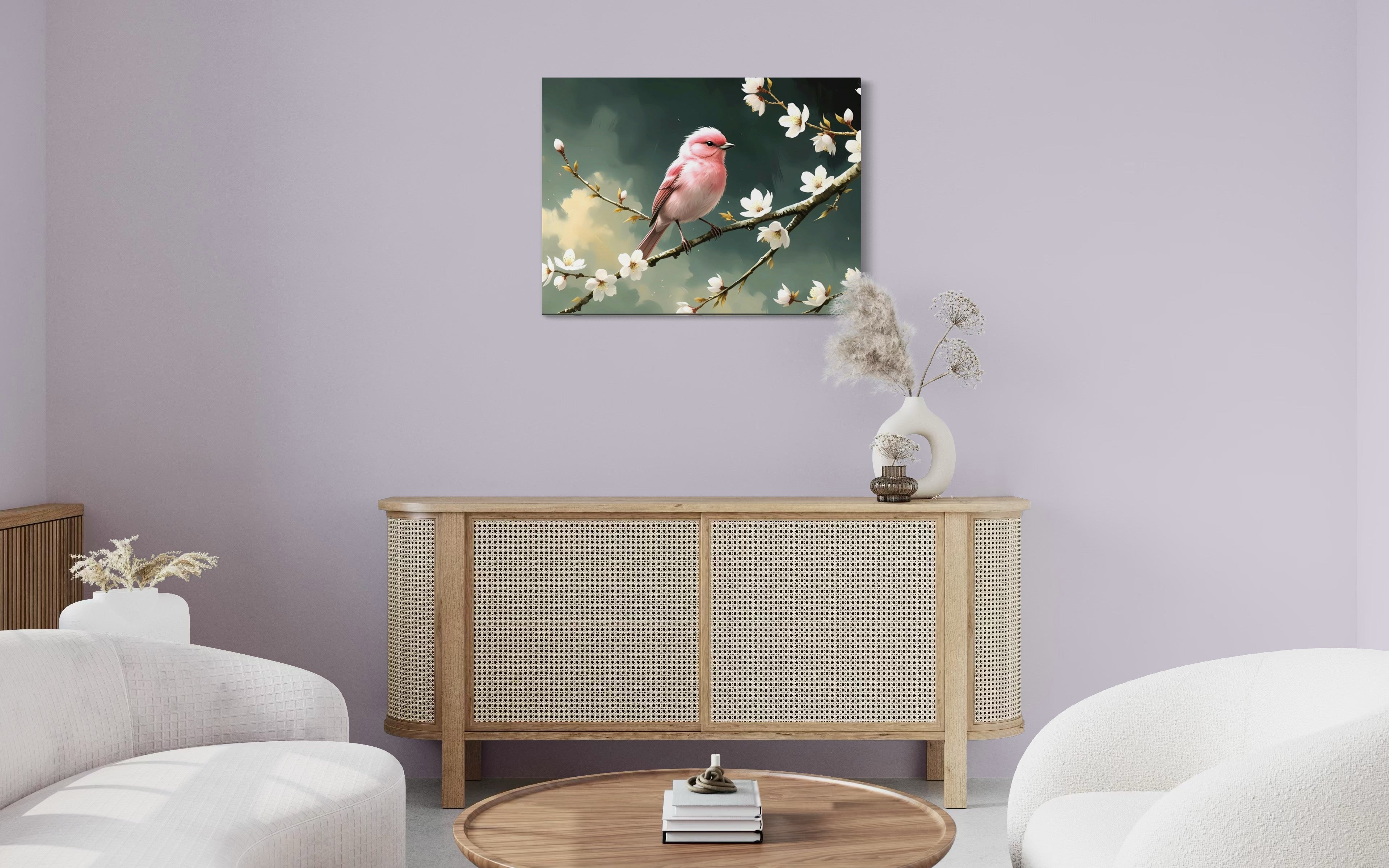 Bubblegum Bird with Blossoms Museum Print