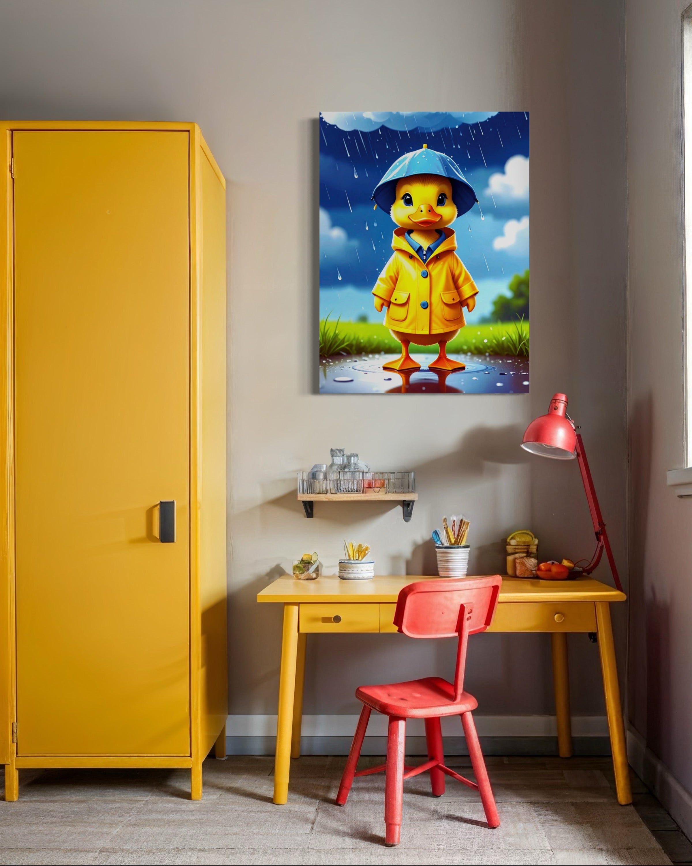 Happy Duckling in a Storm Museum Print