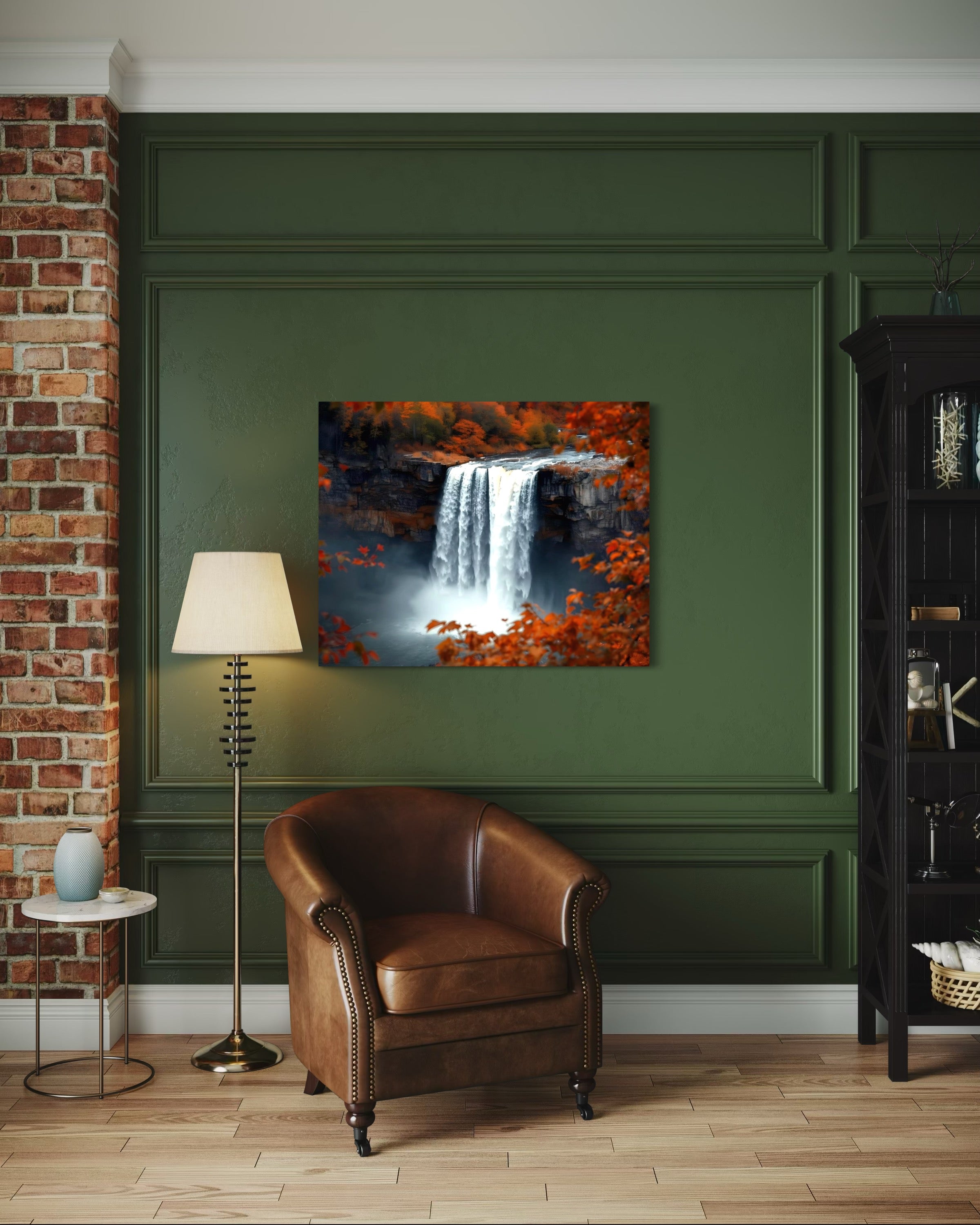 Autumn Waterfall Landscape Museum Print