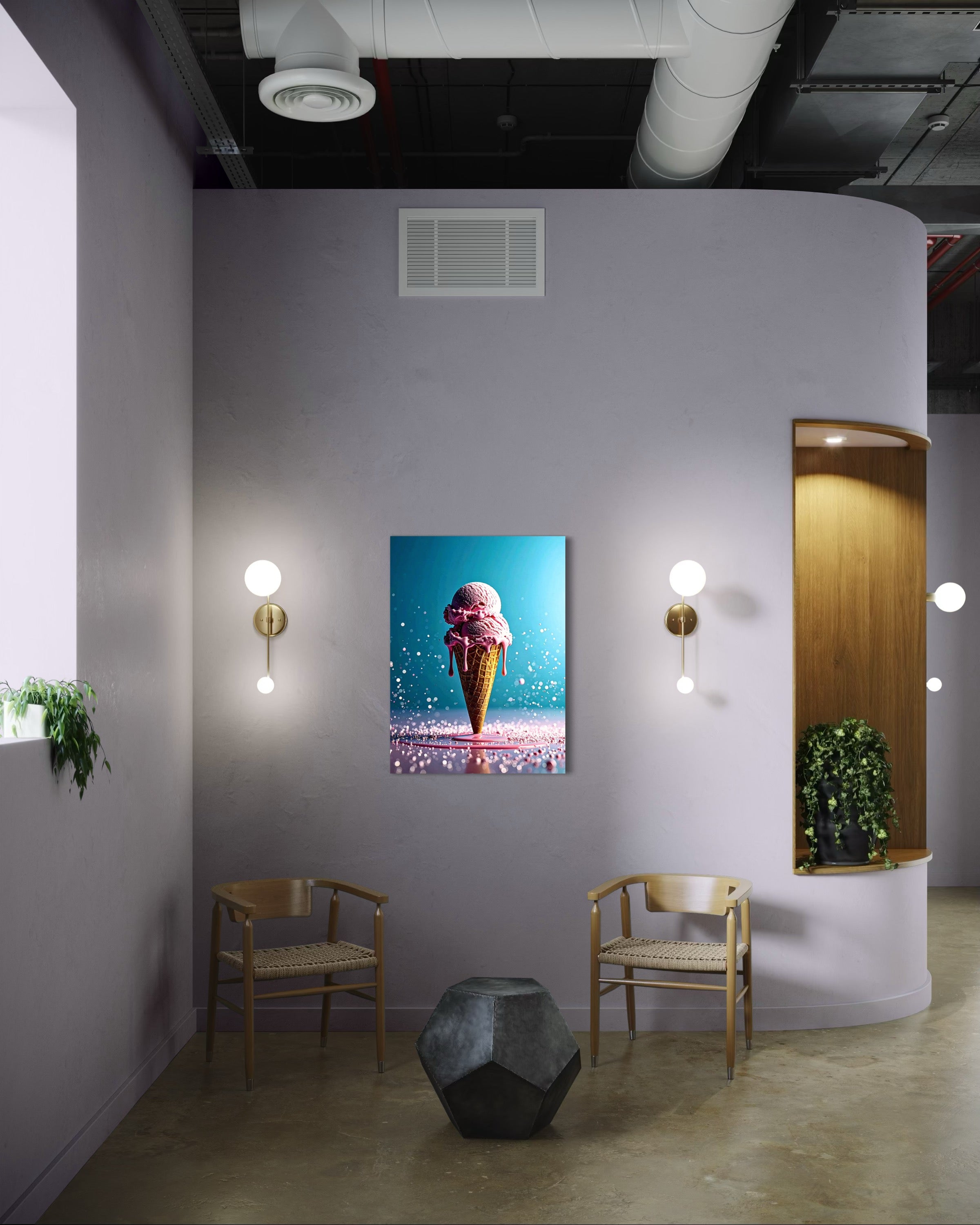 Strawberry Ice Cream Double Scoop Museum Print