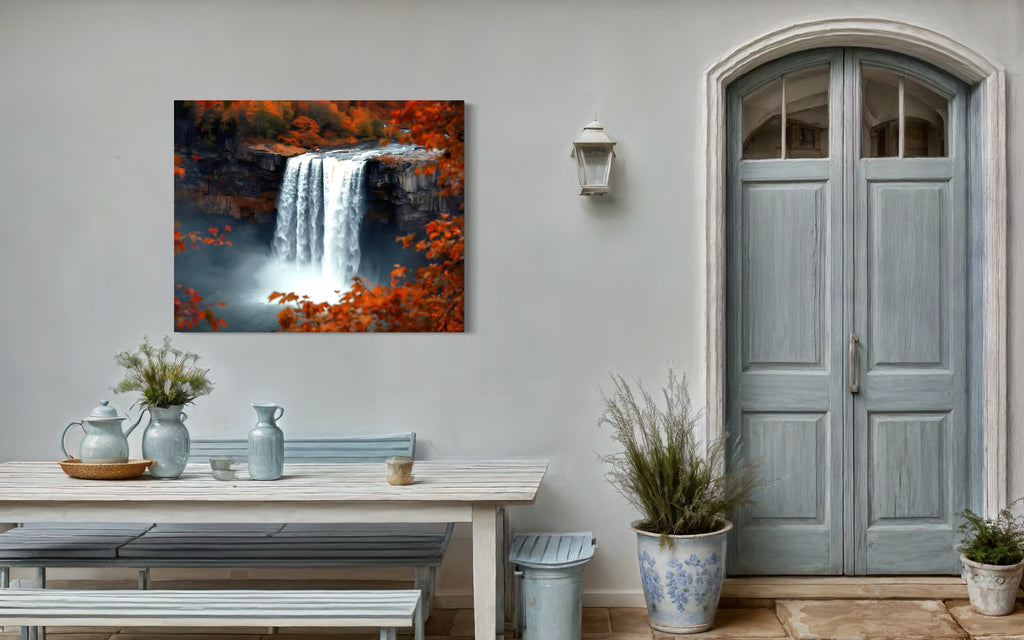 Autumn Waterfall Landscape Museum Print