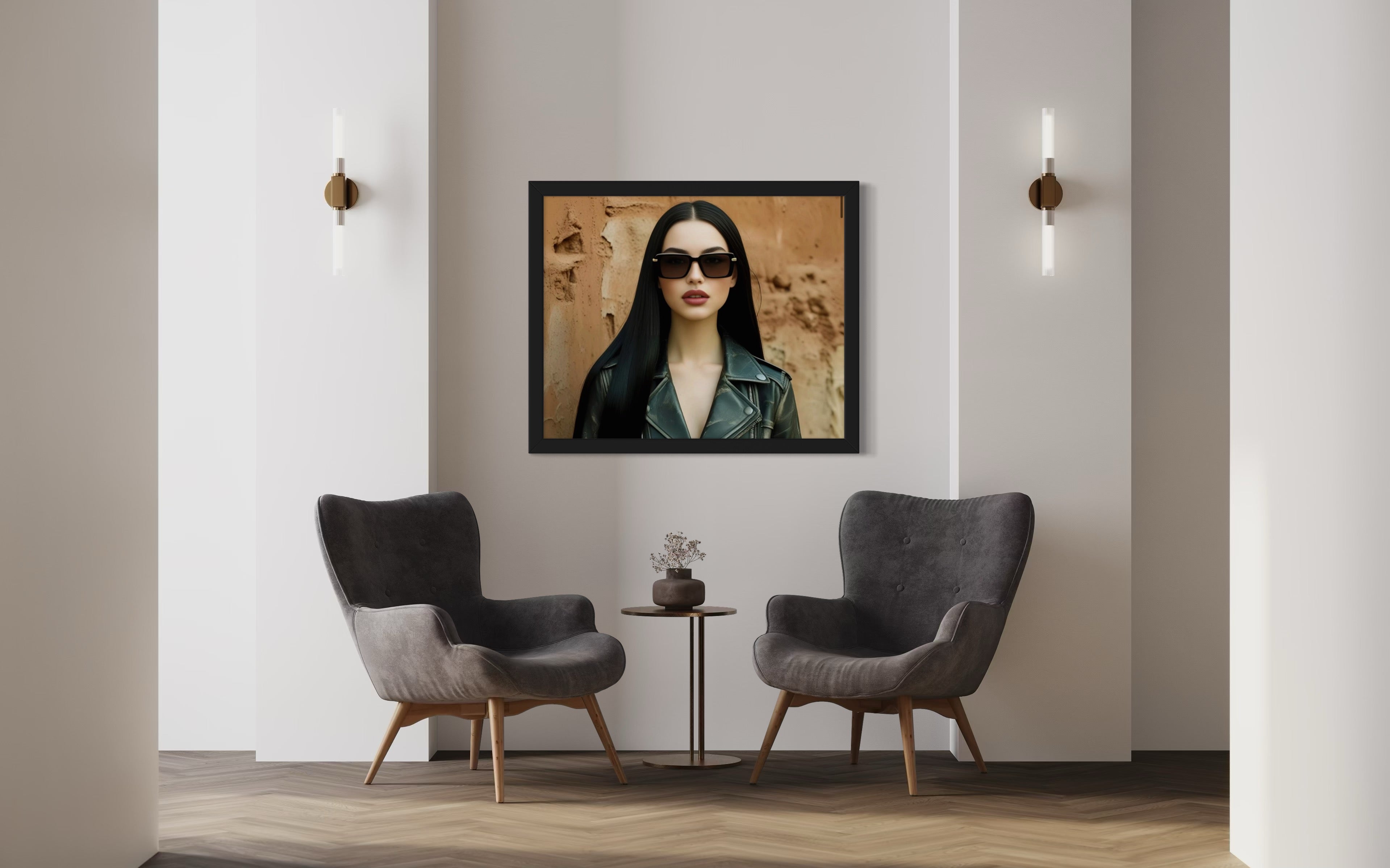 Leather Jacket Clay Wall - Black Hair