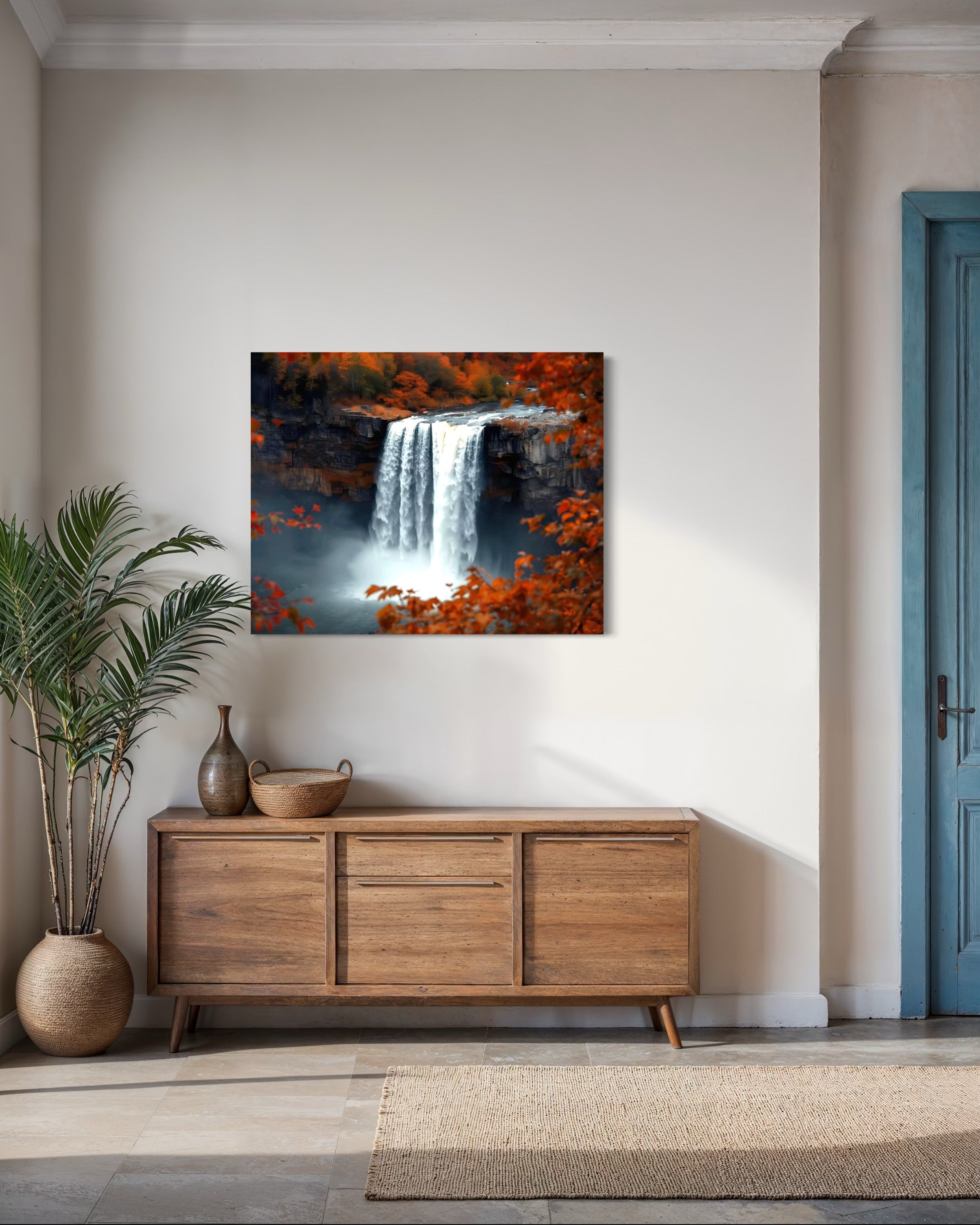 Autumn Waterfall Landscape Museum Print