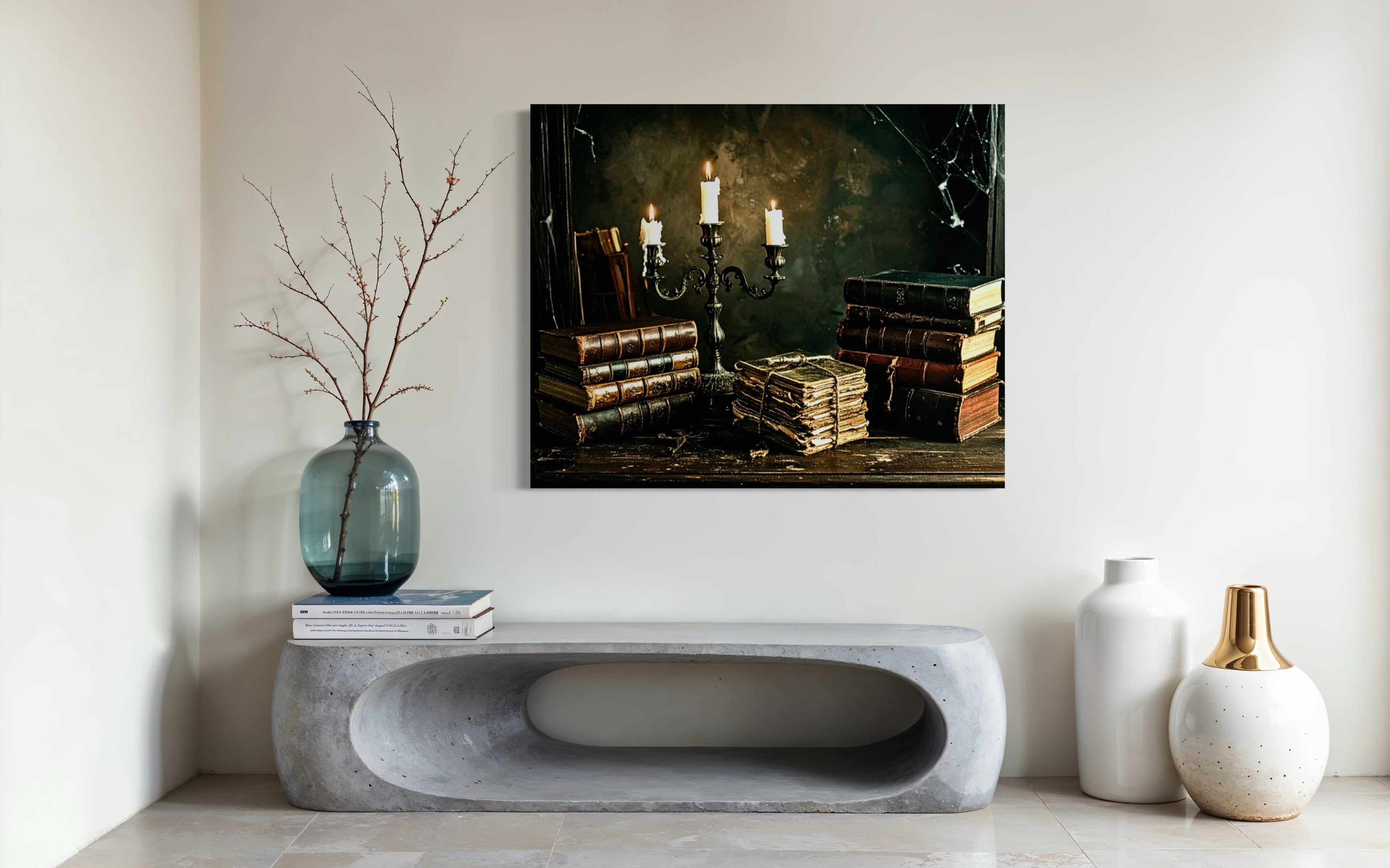 Vintage Candelabra and Books