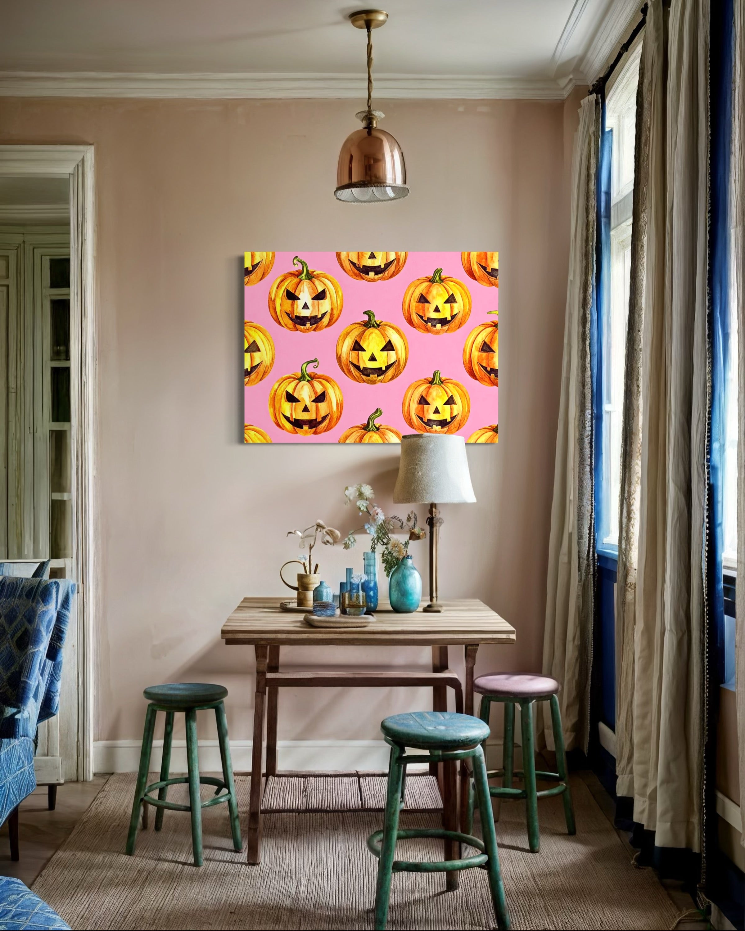 Jack O Lantern Pattern on Pink