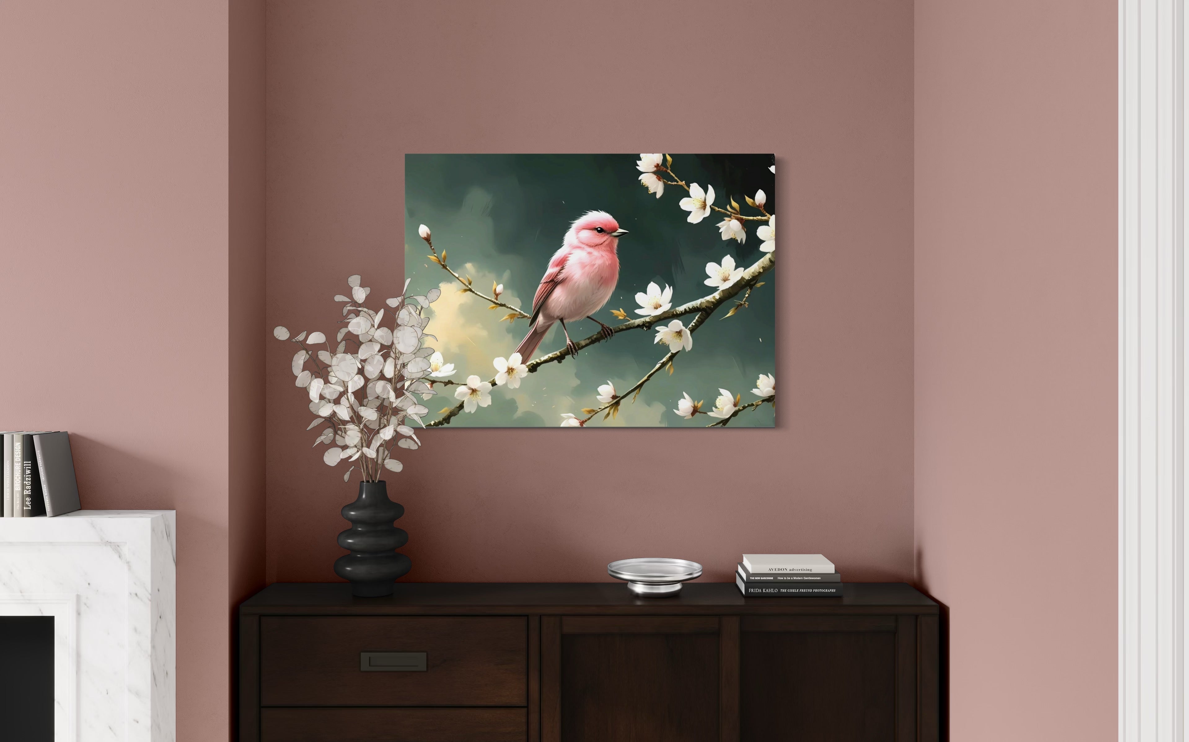 Bubblegum Bird with Blossoms Museum Print