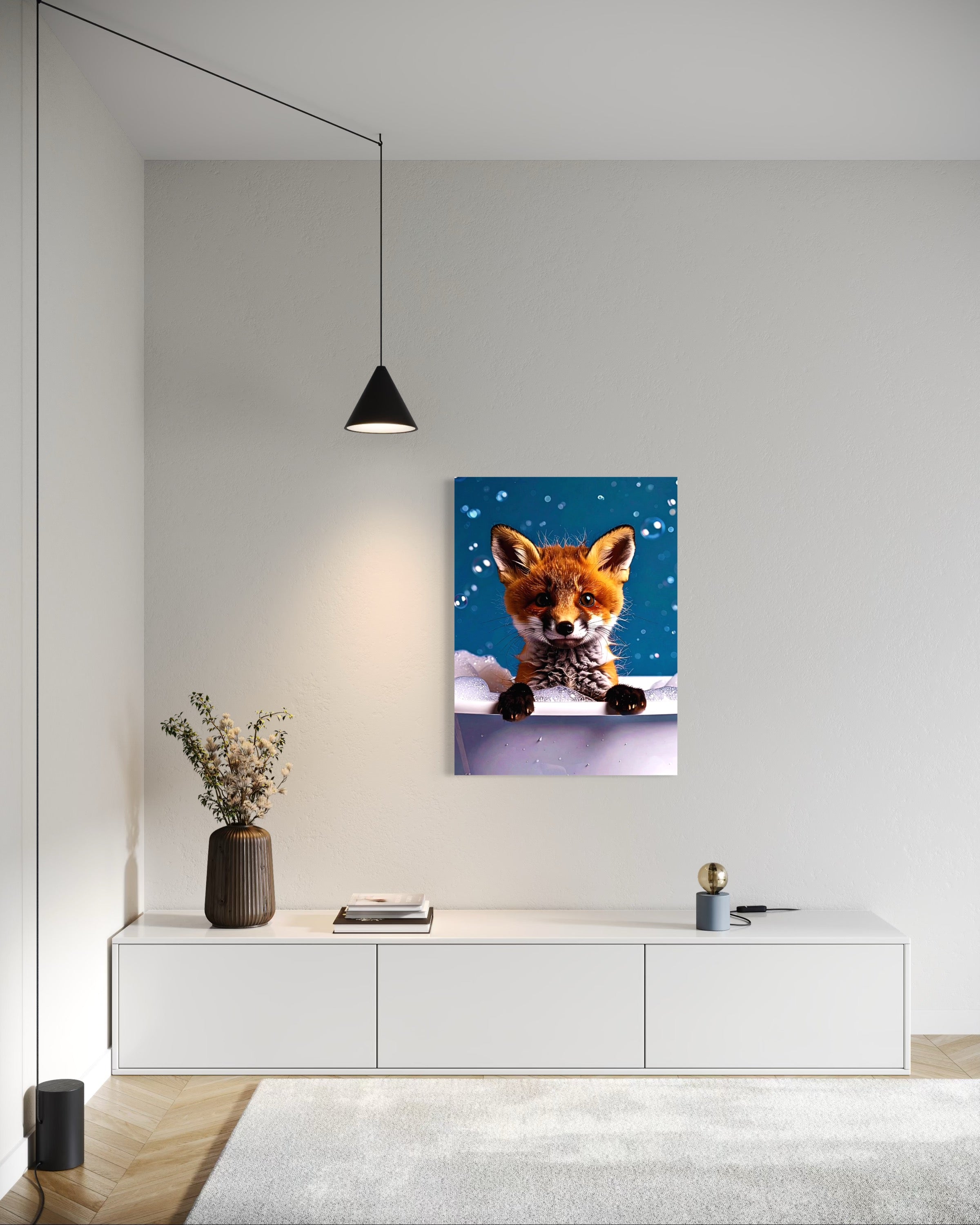 Fox in a Bubble Bath Museum Print