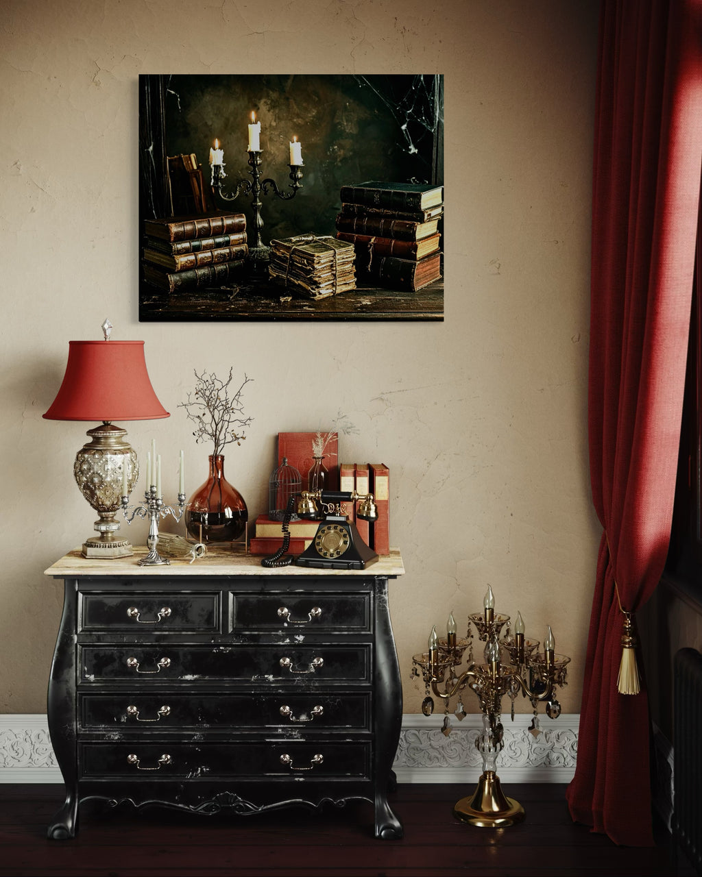 Vintage Candelabra and Books