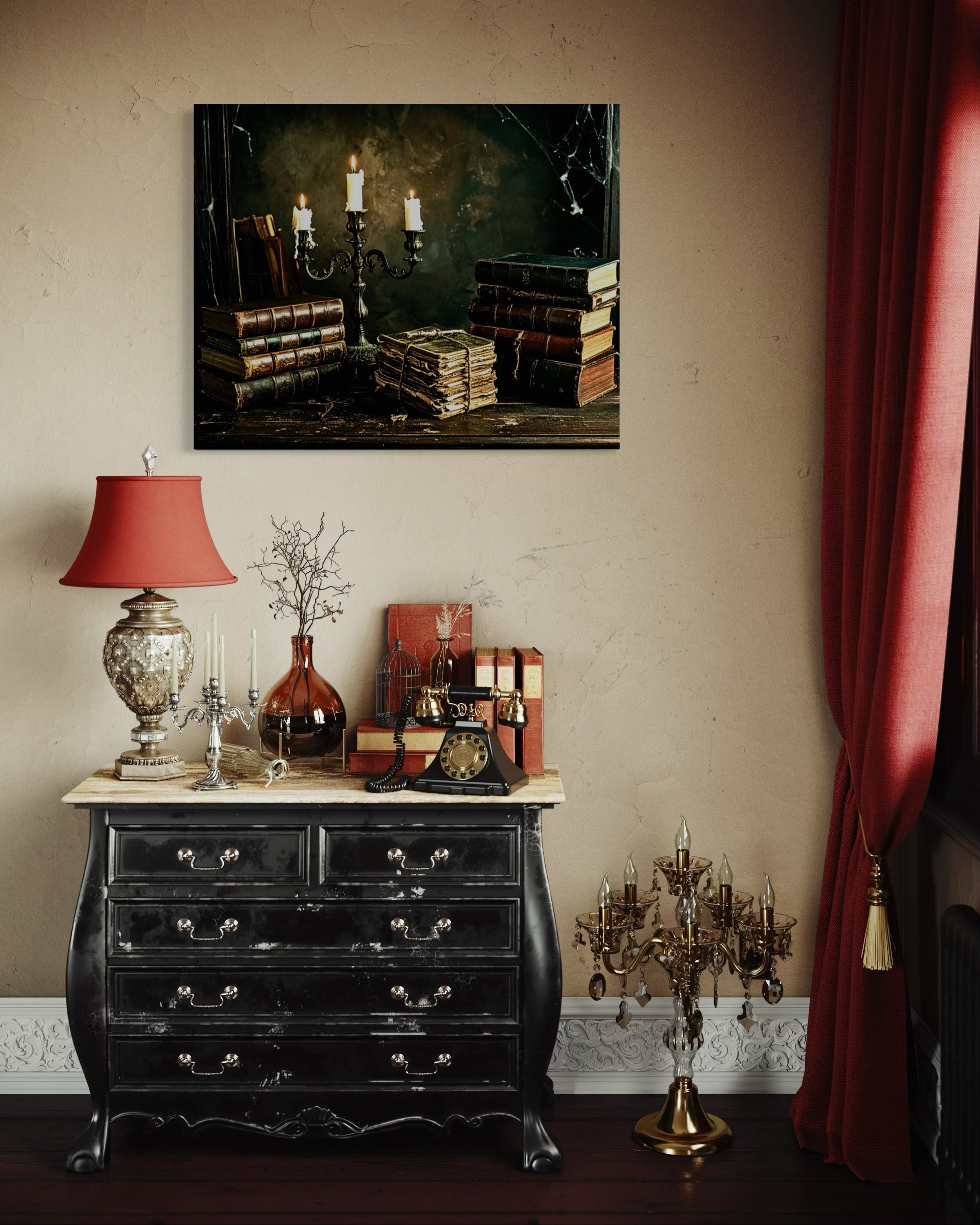 Vintage Candelabra and Books