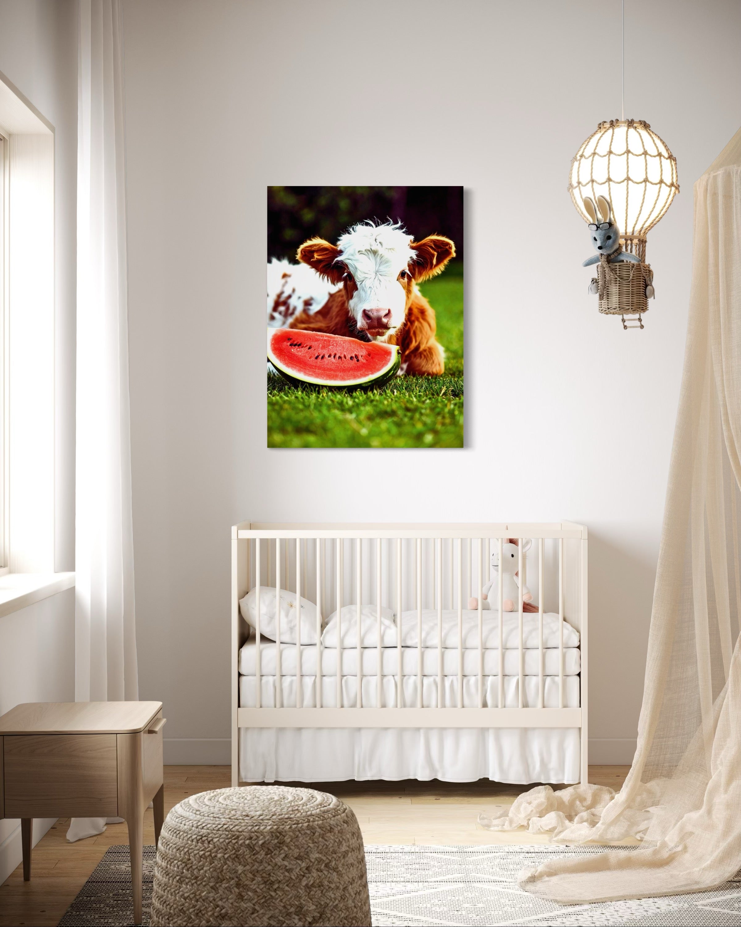 Highland Cow with Watermelon