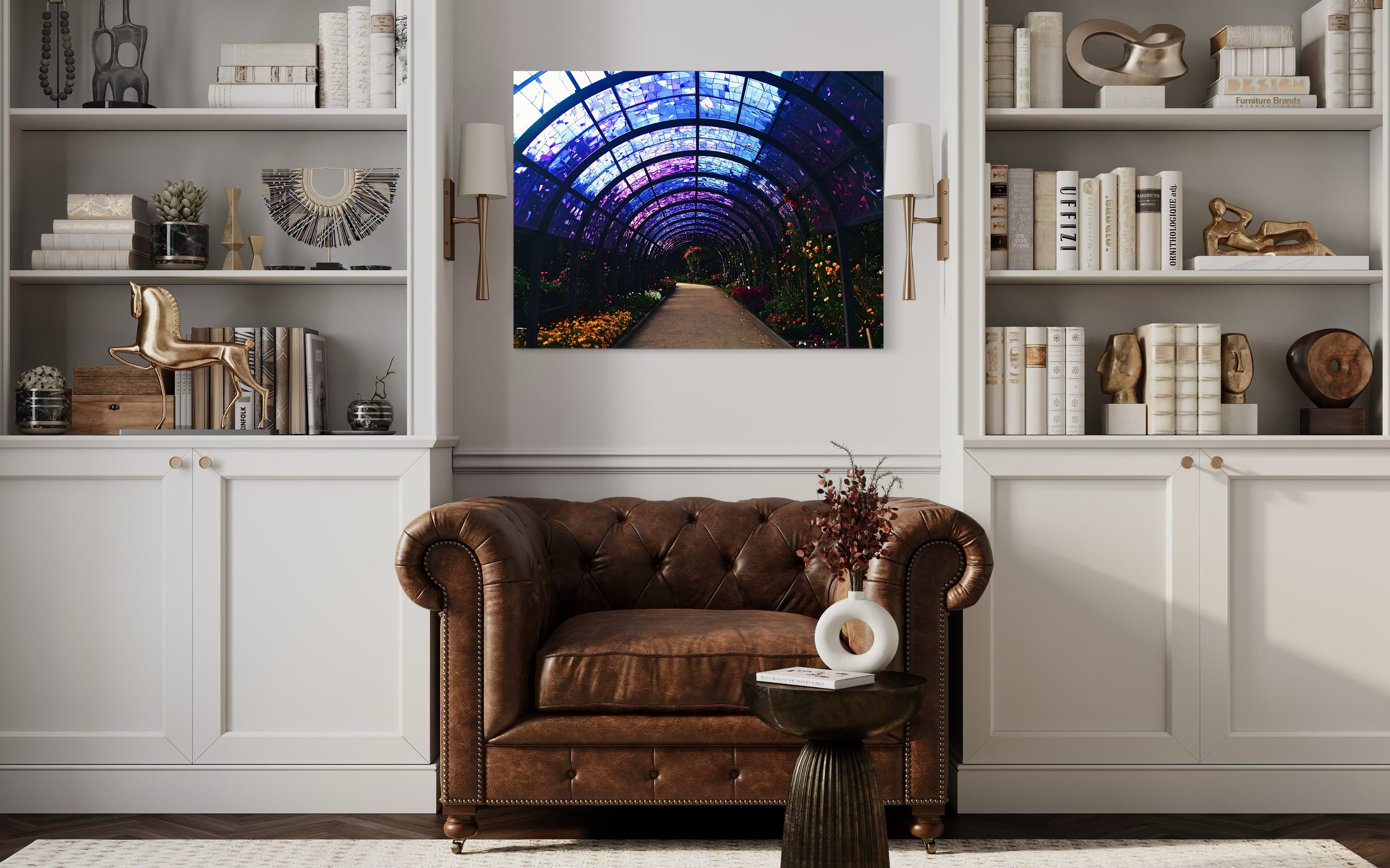 Fall Botanical Garden with Mosaic Stain Glass Ceiling Museum Print
